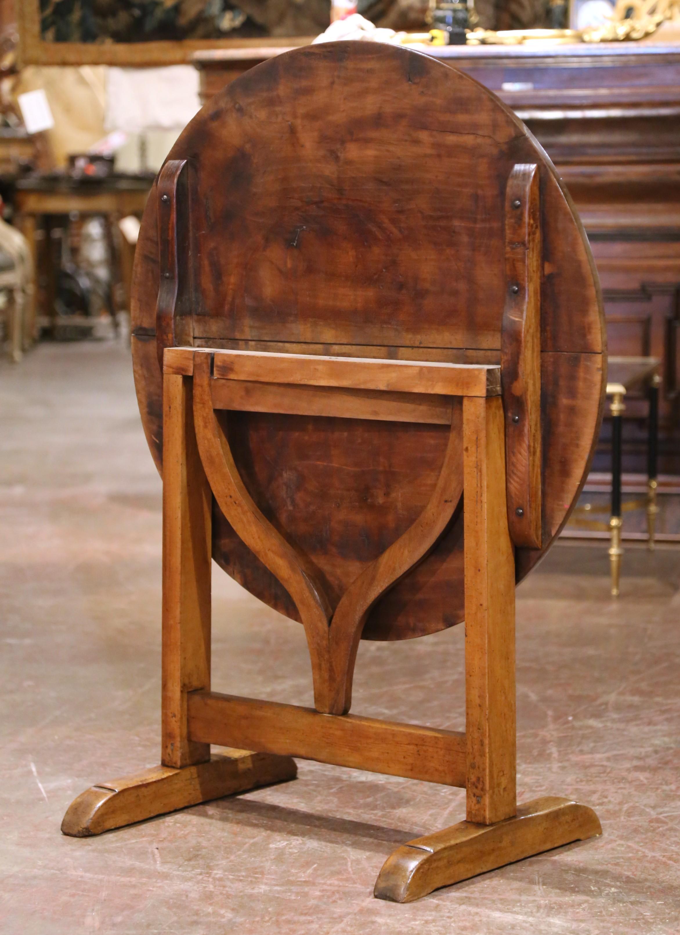Mid-19th Century French Walnut Wine Tasting Table with Lyre-Form Stretcher For Sale 4