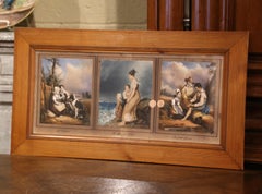 Mid 19th Century French Watercolor Pictures under Glass in Pine Frame