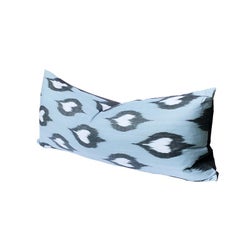 Woven Tribal Ikat Down fill Lumbar Pillow in Gray Black and White