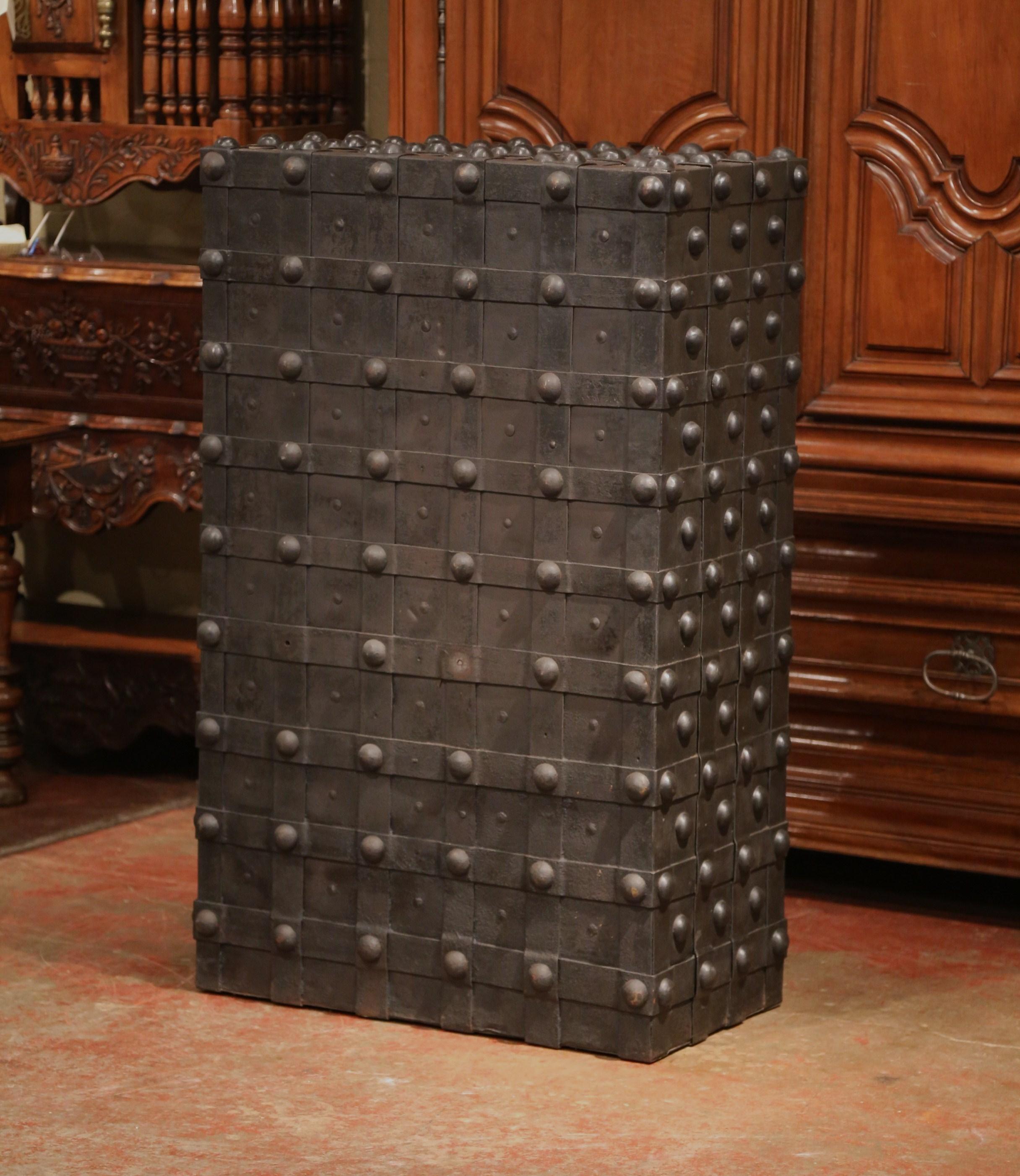 Mid-19th Century French Wrought Iron Hobnail Studded Safe by Magaud De Charf 13