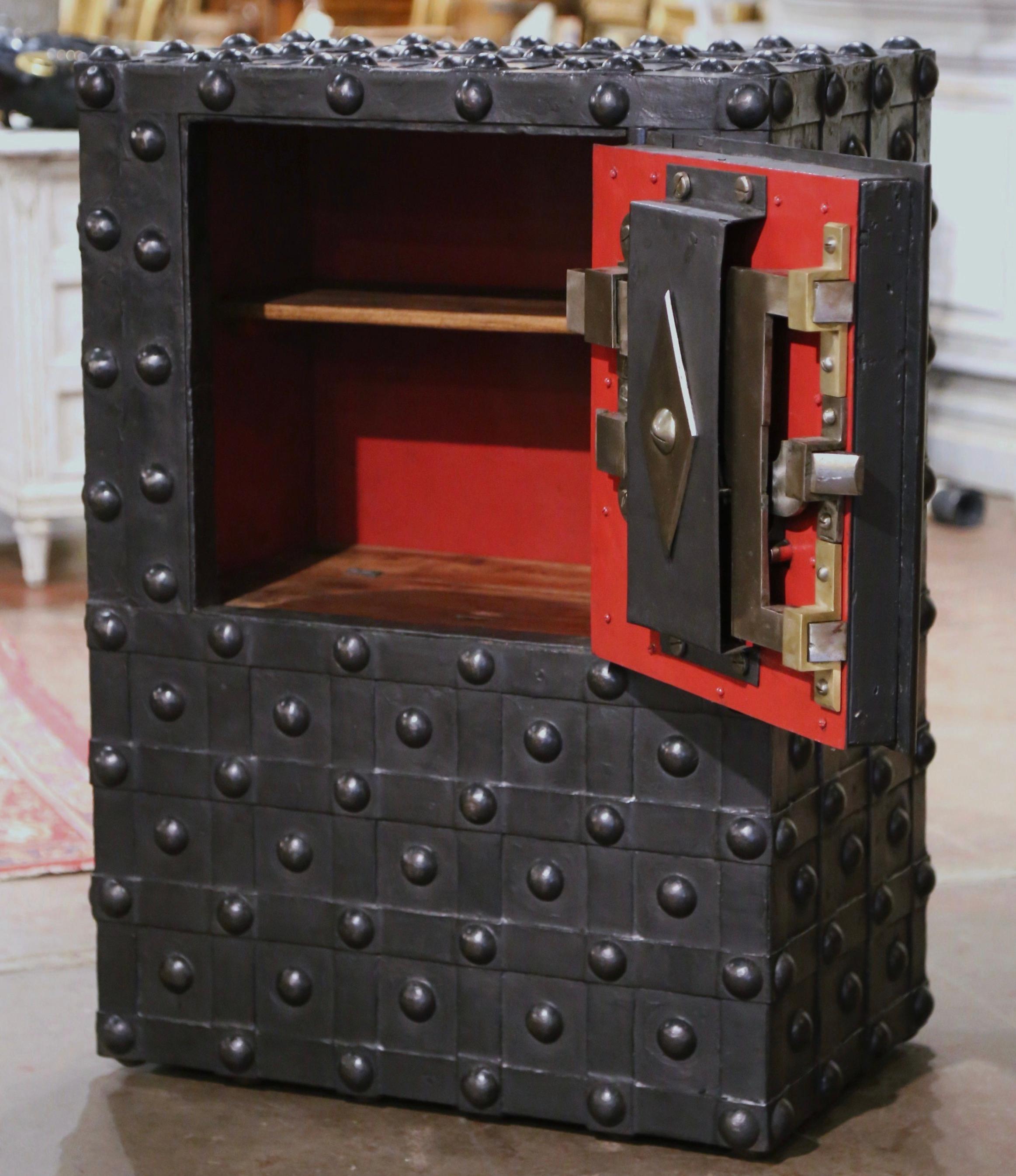 Gothic Mid-19th Century French Wrought Iron Hobnail Studded Safe by Magaud De Charf For Sale