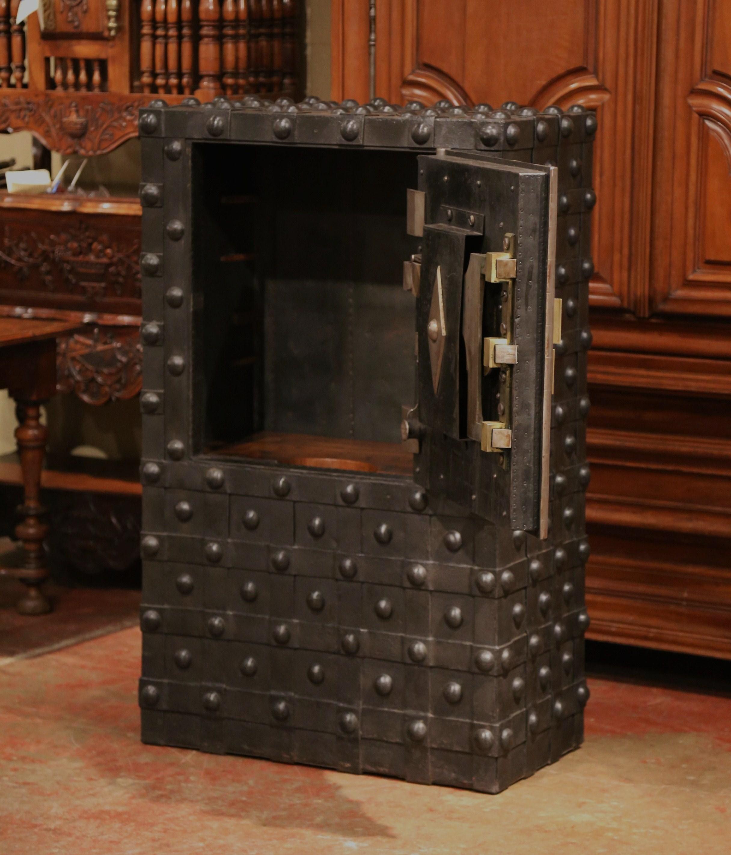 Mid-19th Century French Wrought Iron Hobnail Studded Safe by Magaud De Charf 1