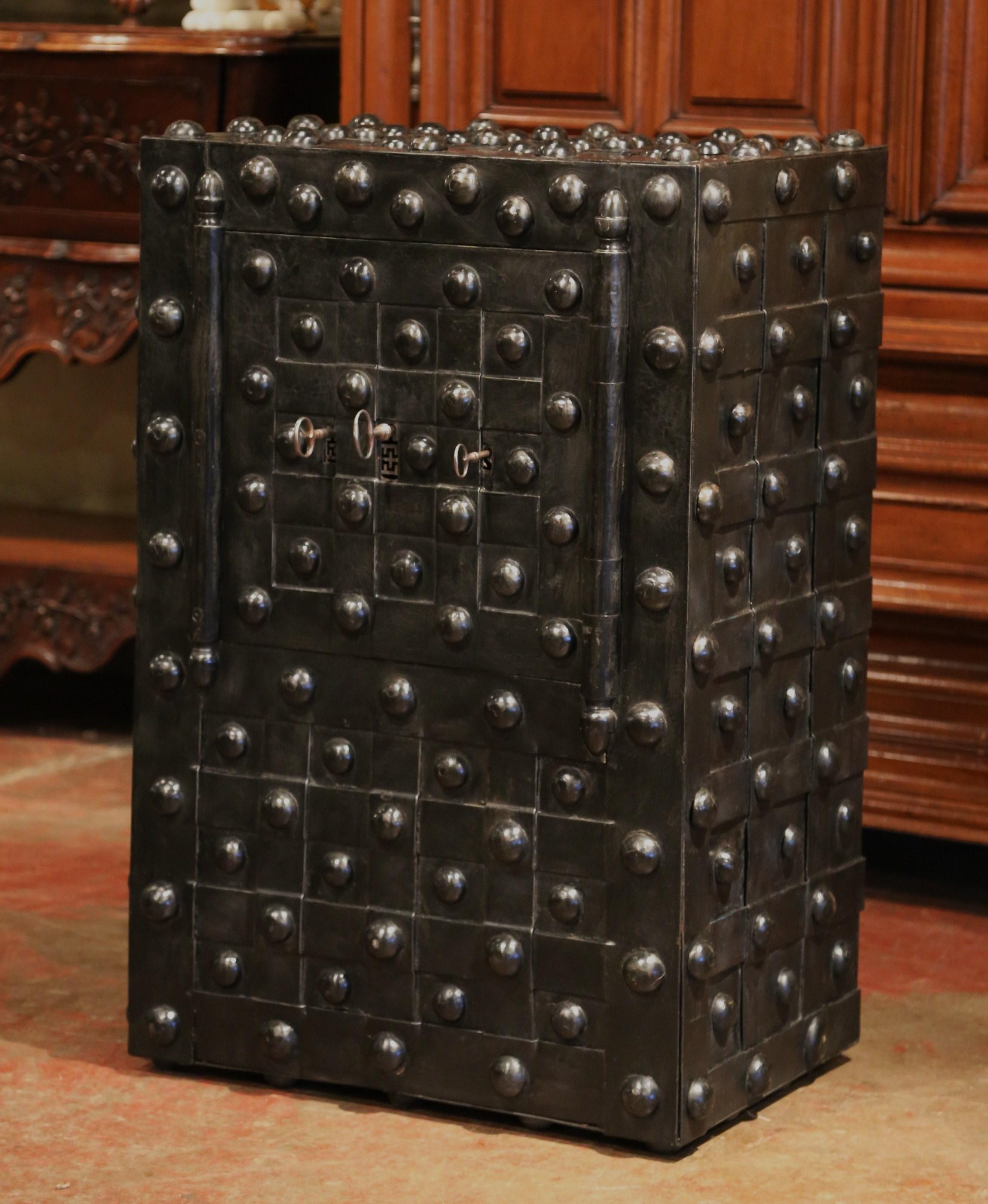 Mid-19th Century French Wrought Iron Hobnail Studded Safe by Magaud De Charf 1