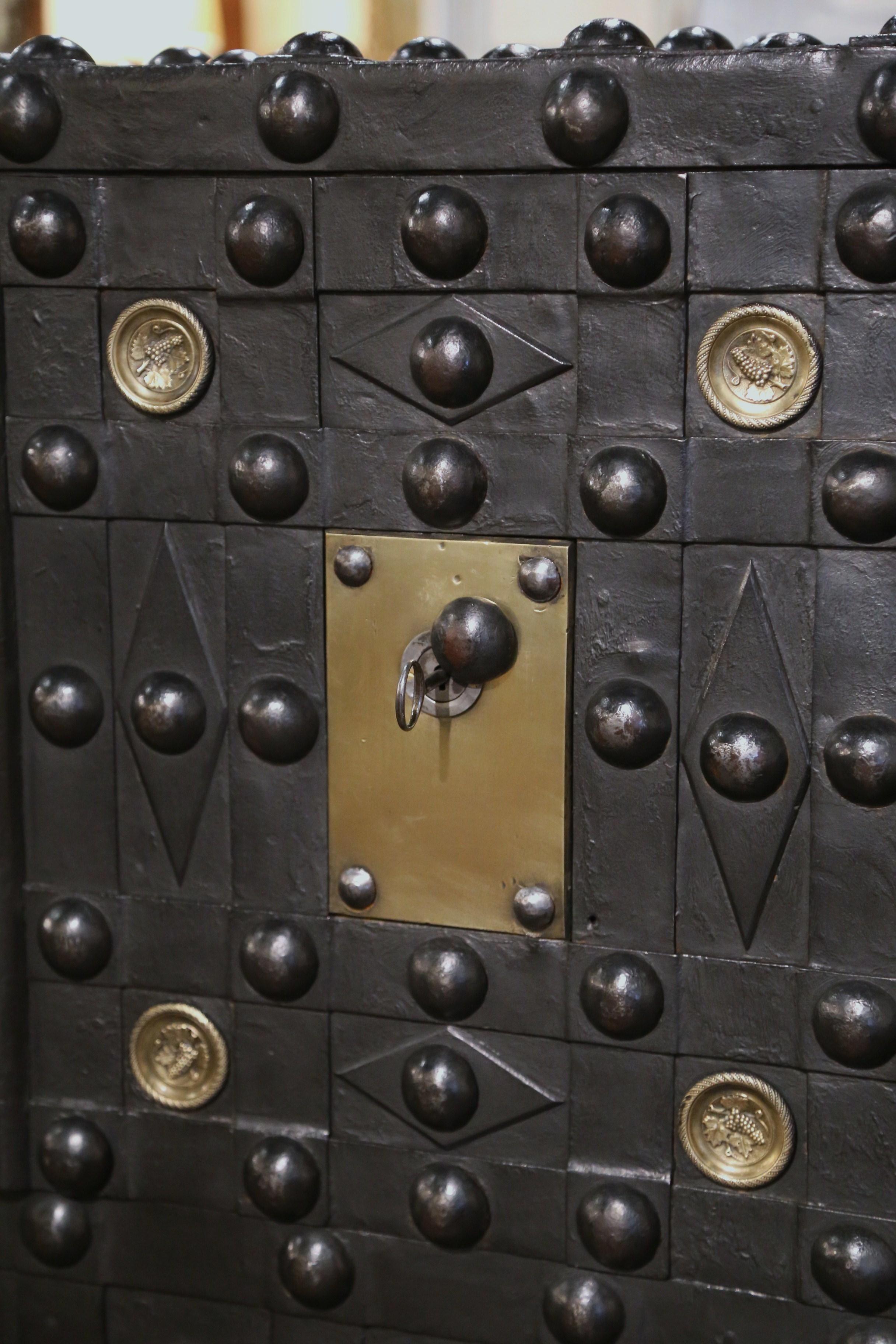 Mid-19th Century French Wrought Iron Hobnail Studded Safe by Magaud De Charf For Sale 1