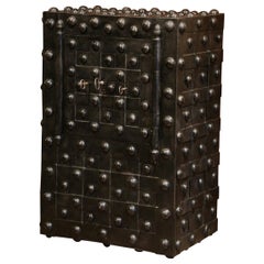 Antique Mid-19th Century French Wrought Iron Hobnail Studded Safe by Magaud De Charf