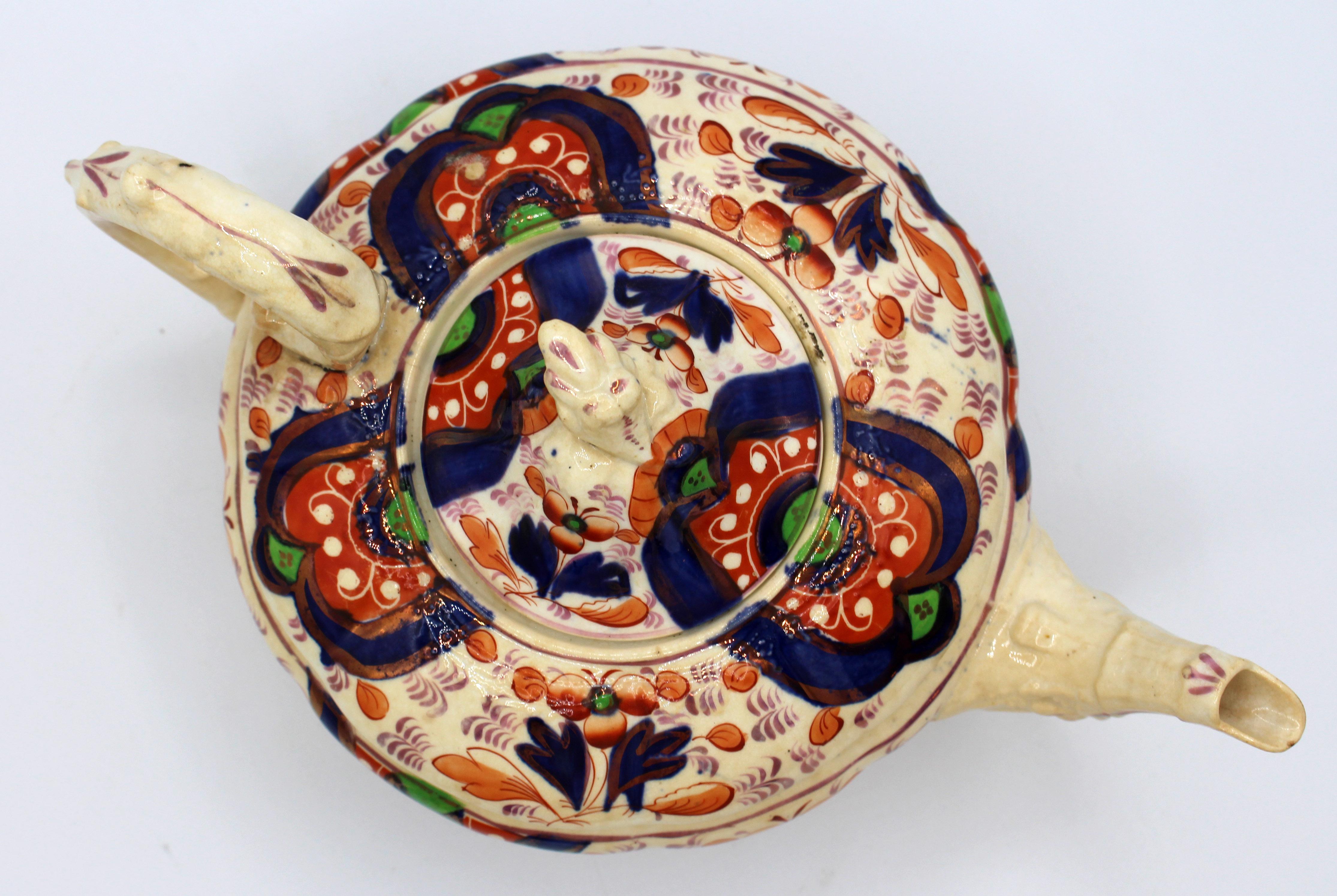 Mid-19th Century Gaudy Welsh Porcelain Tea Pot For Sale 1