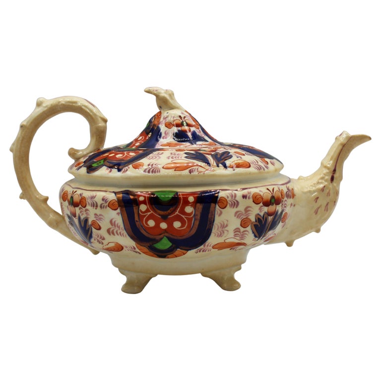 Mid19th Century Gaudy Welsh Porcelain Tea Pot For Sale at 1stDibs