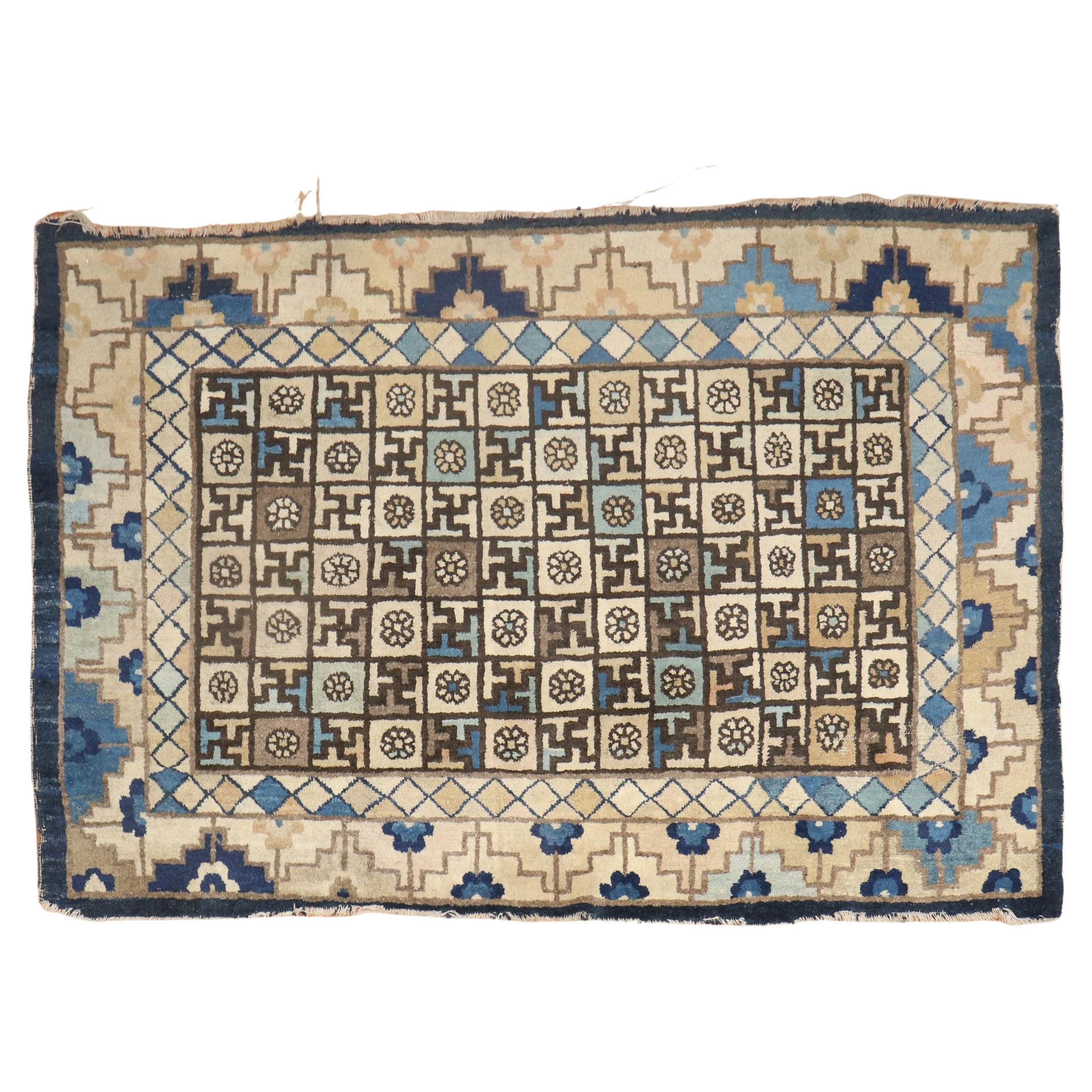 Mid 19th Century Geometric Chinese Rug For Sale