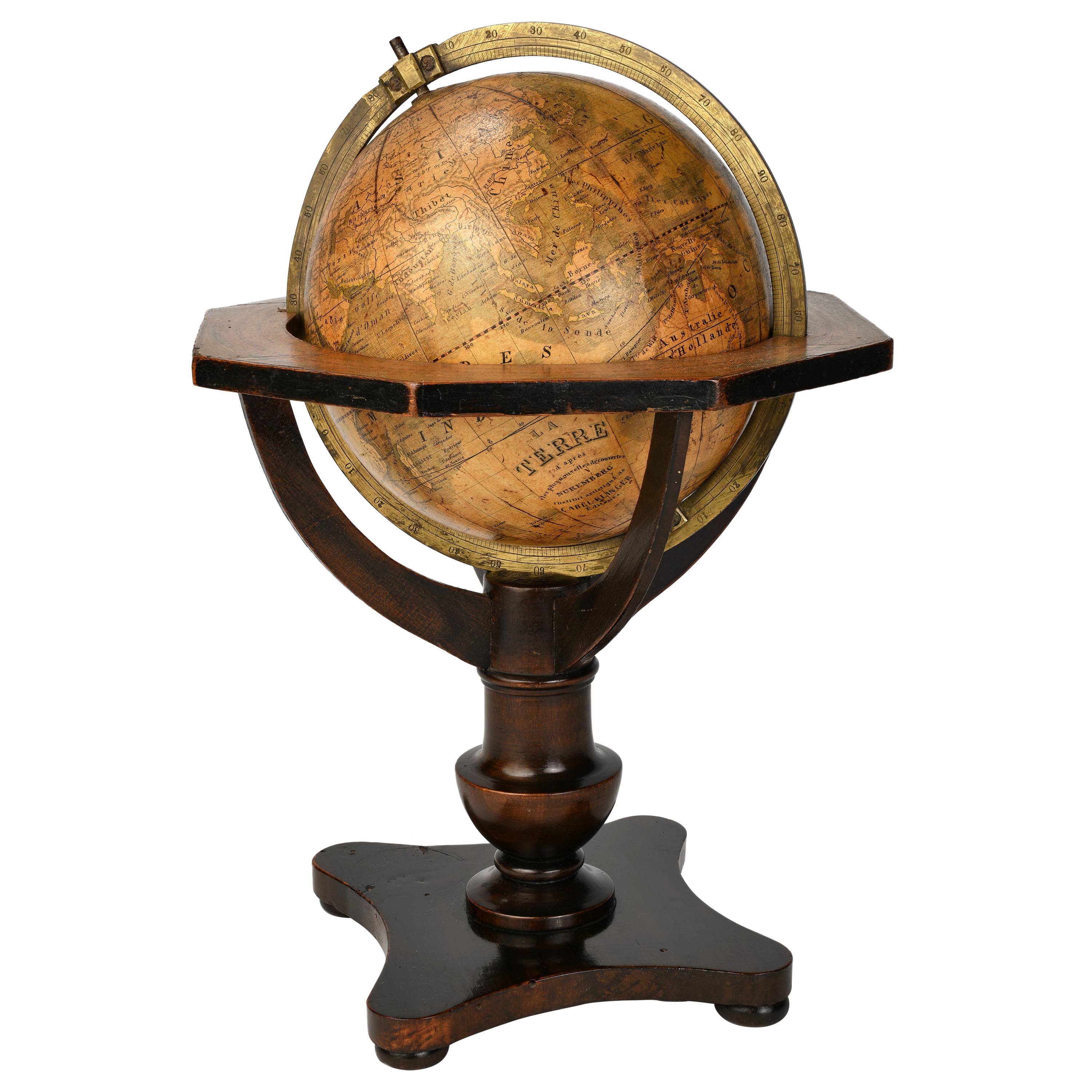 German Globe by C. Abel-Klinger, Nuremberg, circa 1860 For Sale