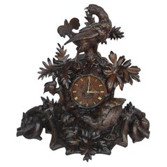 Mid-19th Century German Hand-Carved Maple Clock with Pheasants