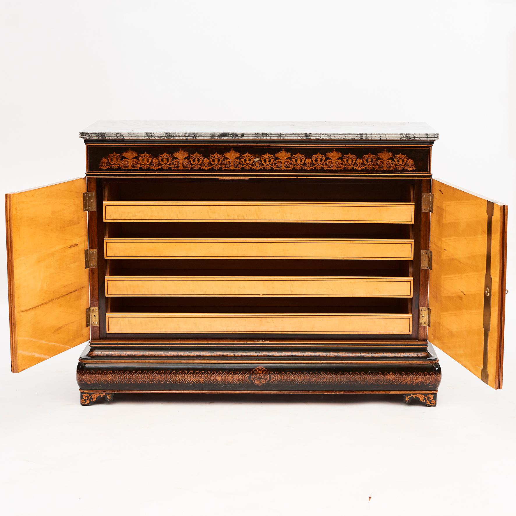 Louis Philippe Gervais-Maximilien-Eugène Durand. Decorated Cabinet In Fruitwood , Marble top For Sale