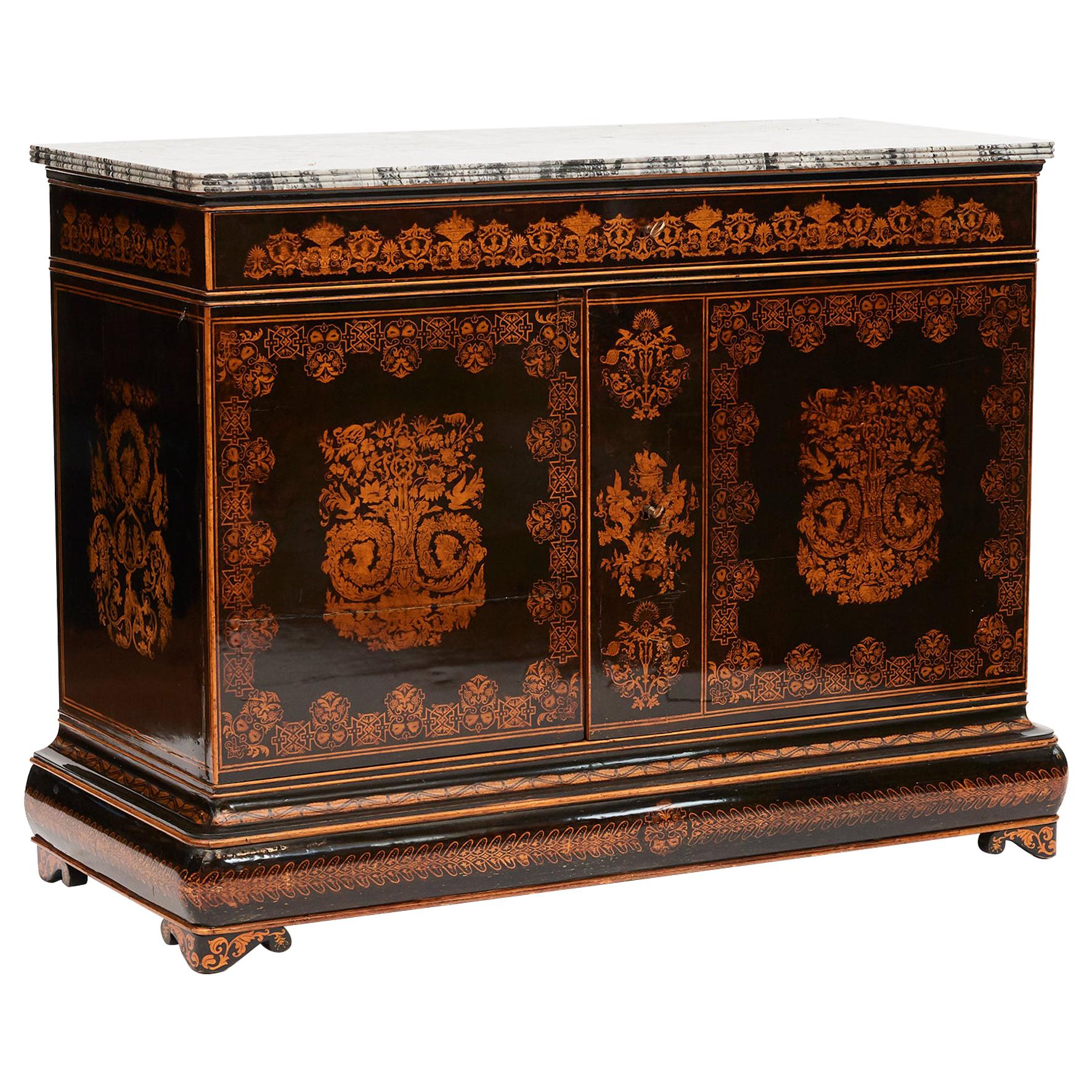 Gervais-Maximilien-Eugène Durand. Decorated Cabinet In Fruitwood , Marble top For Sale