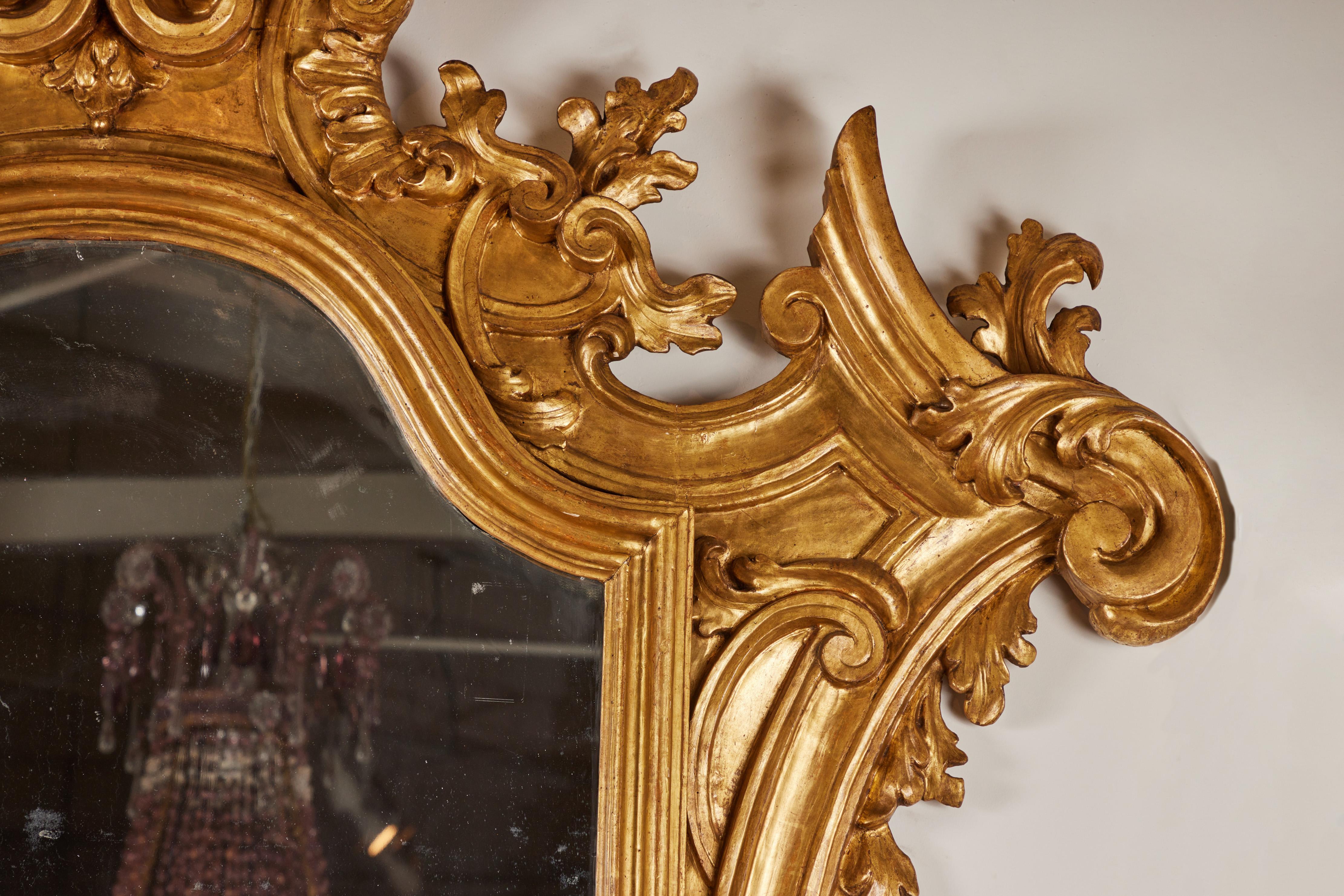 Mercury Glass Mid-19th Century, Gilded Venetian Mirror For Sale