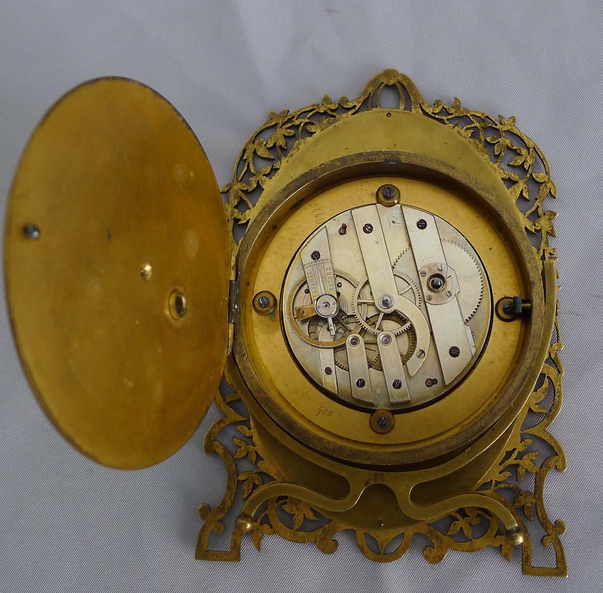 English Mid-19th Century Gilt Bronze Strut Clock in the Style of Cole For Sale