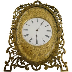 Antique Mid-19th Century Gilt Bronze Strut Clock in the Style of Cole