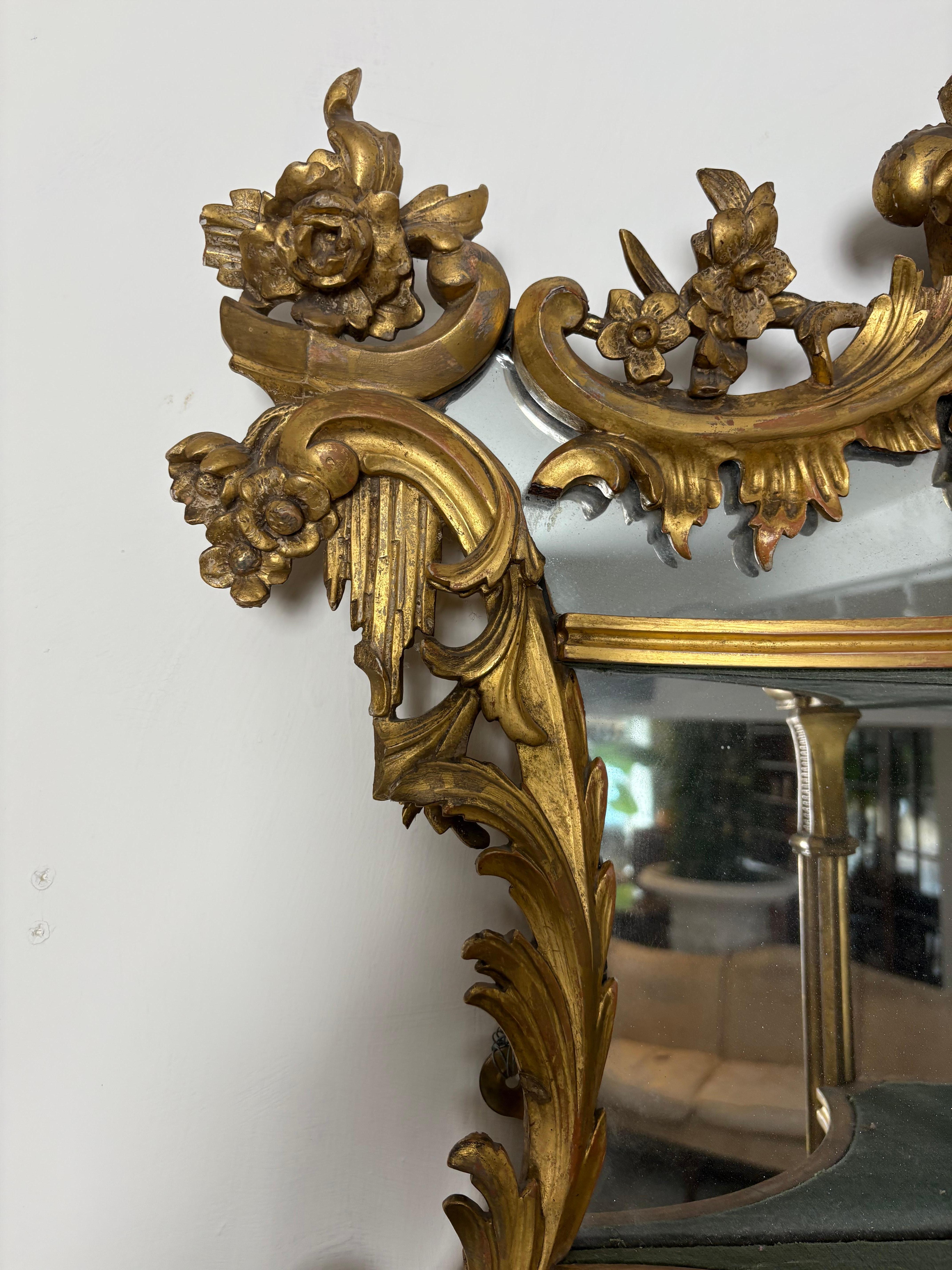 Mid 19th Century Giltwood Carved Wood Rococo Wall Mirror For Sale 5