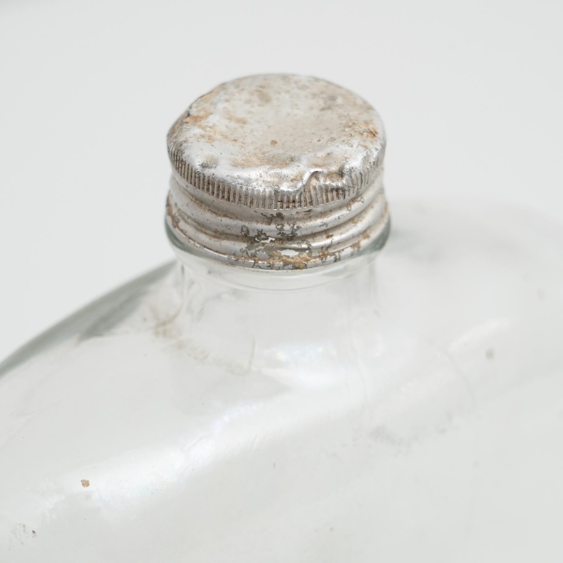 Mid-19th Century Glass Bottle with Metal Cap For Sale 7