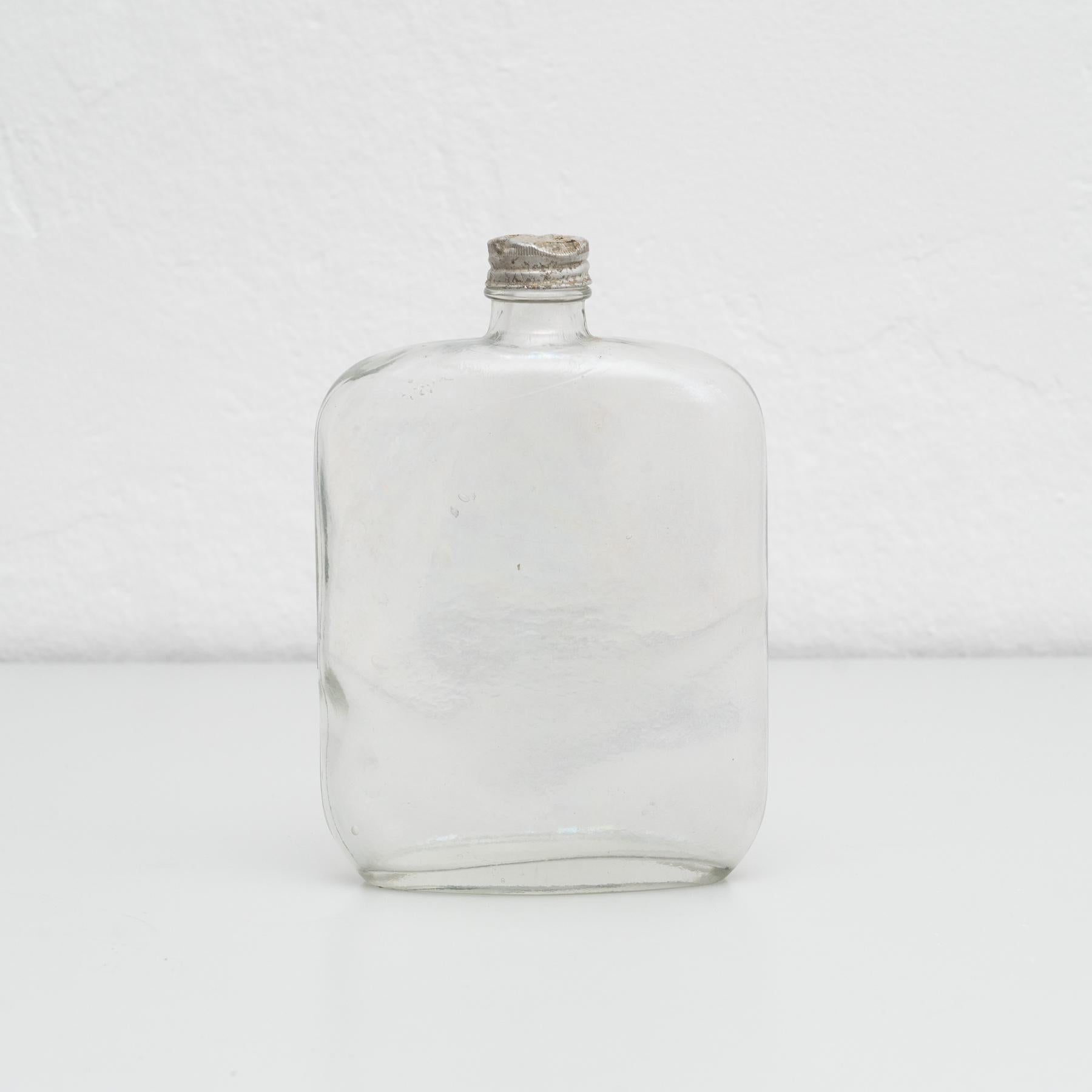 Mid-Century Modern Mid-19th Century Glass Bottle with Metal Cap For Sale