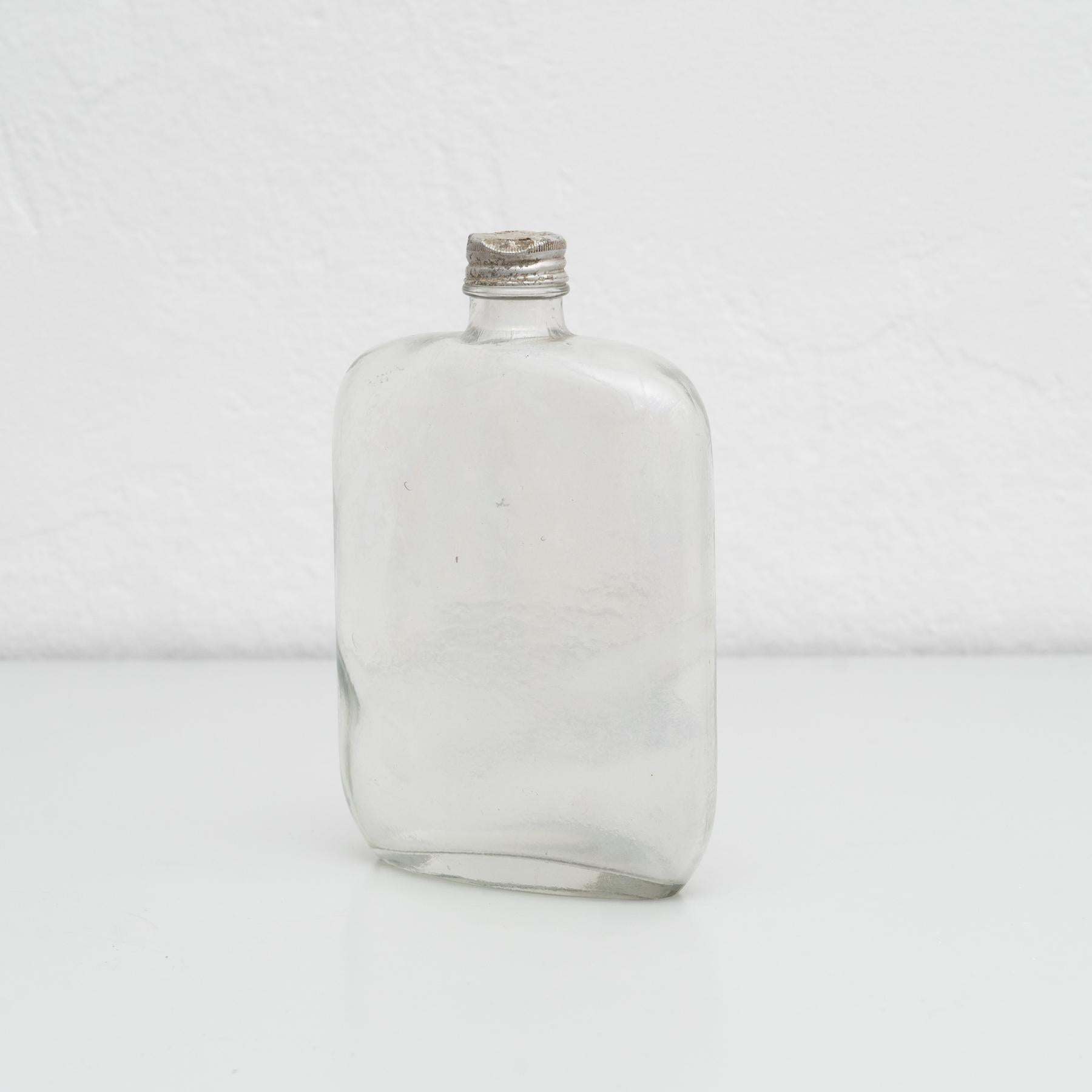 French Mid-19th Century Glass Bottle with Metal Cap For Sale
