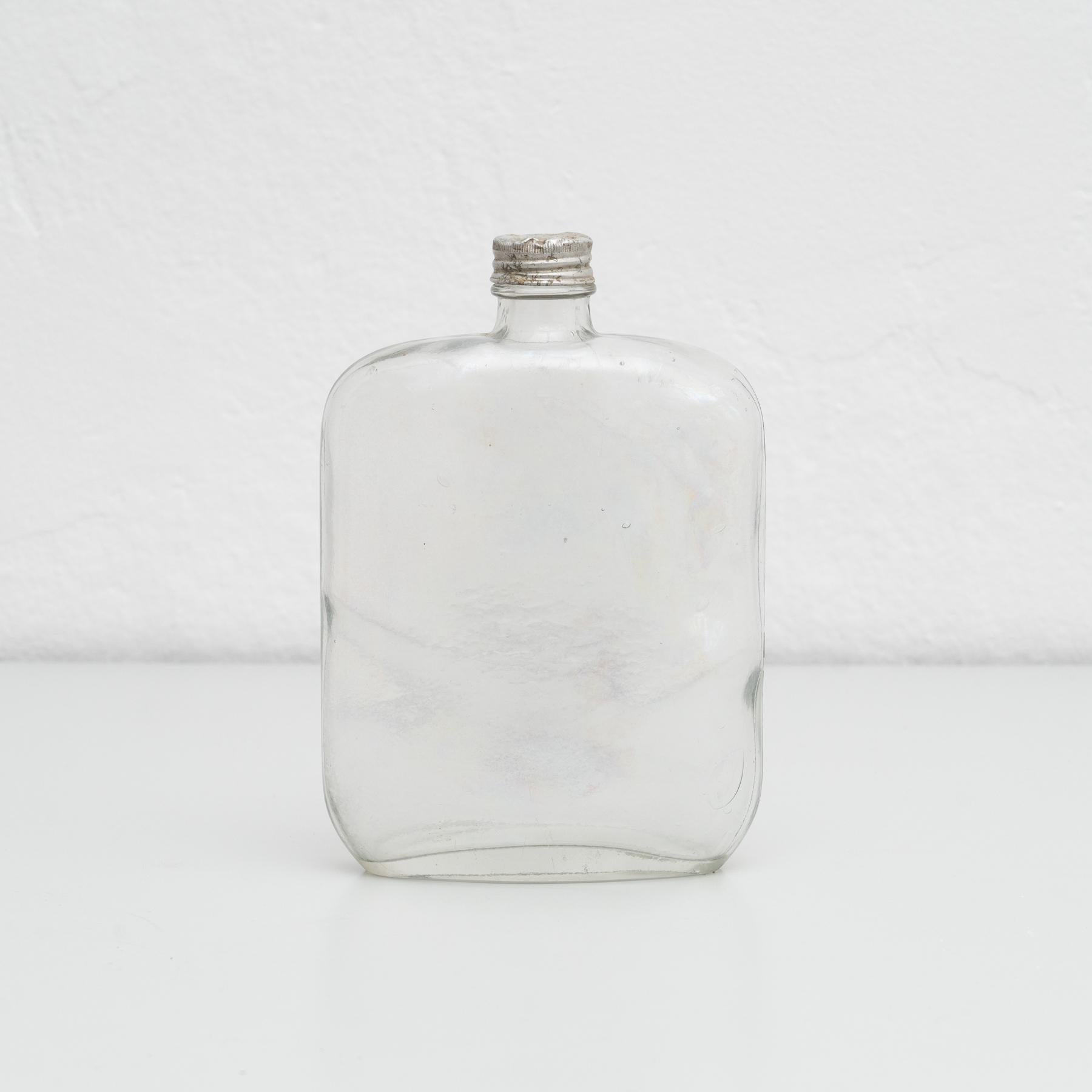 Mid-19th Century Glass Bottle with Metal Cap For Sale 1