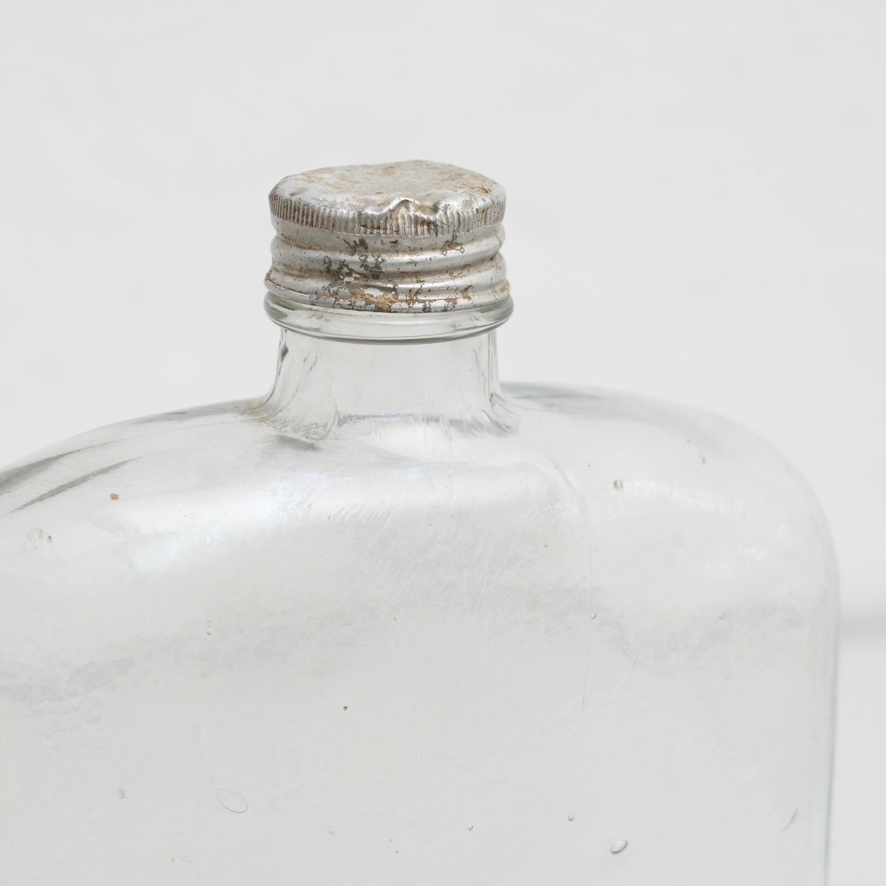 Mid-19th Century Glass Bottle with Metal Cap For Sale 2