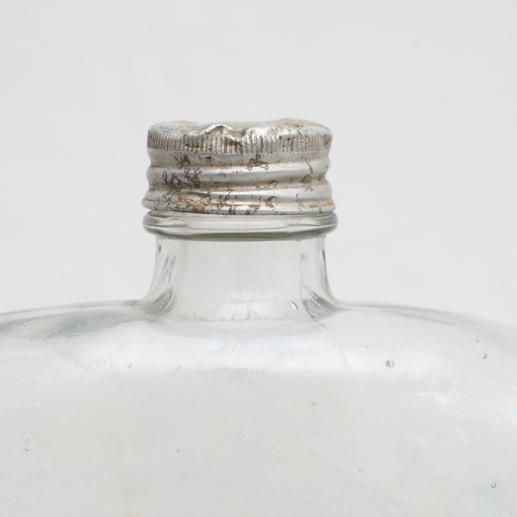 Mid-19th Century Glass Bottle with Metal Cap For Sale 3