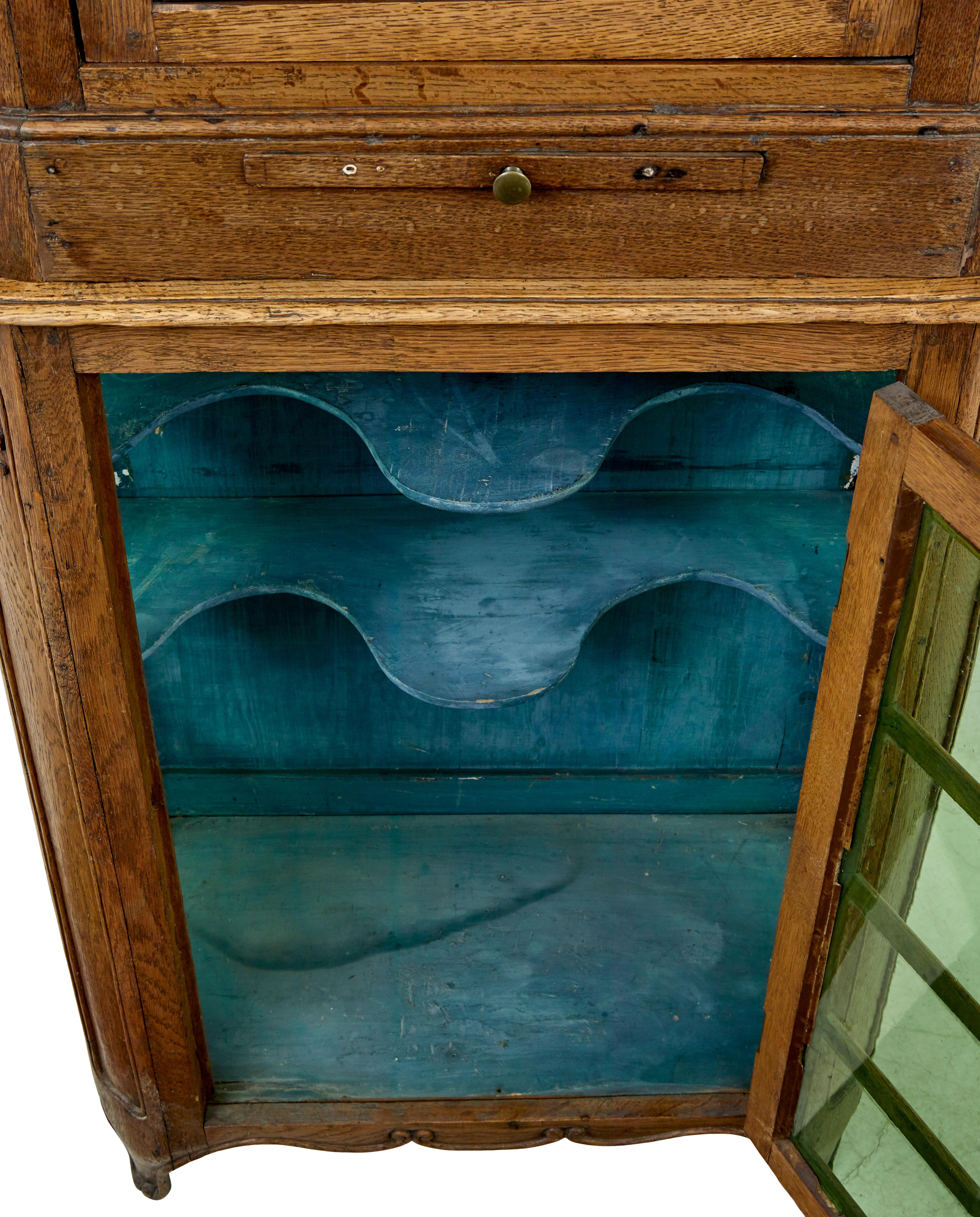 Mid 19th century glazed carved oak Liège cabinet For Sale 2