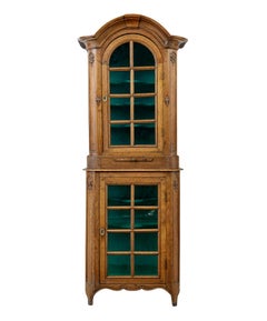 Mid 19th century glazed carved oak liège cabinet