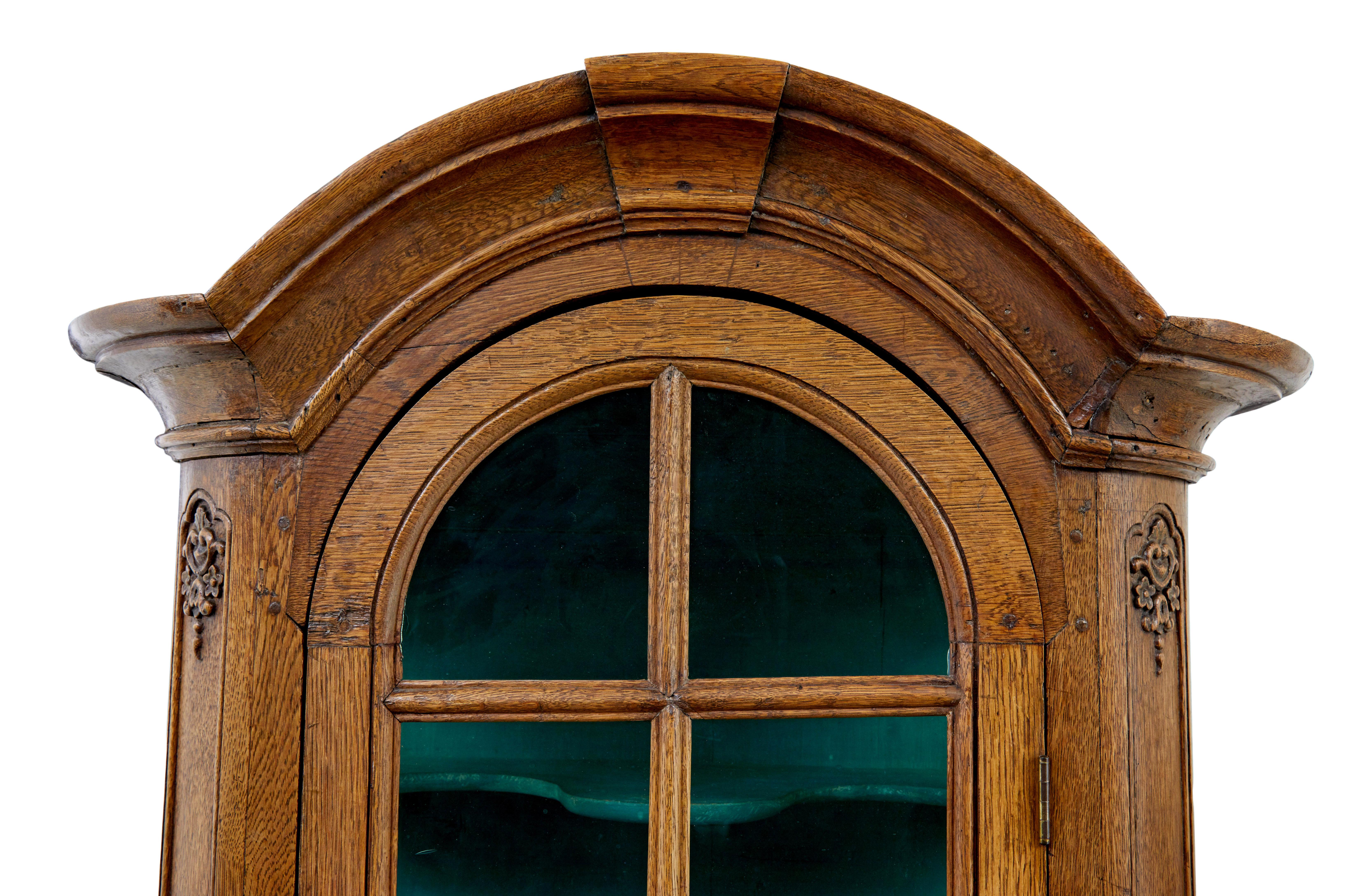 Mid 19th century glazed carved oak liège cabinet For Sale 1