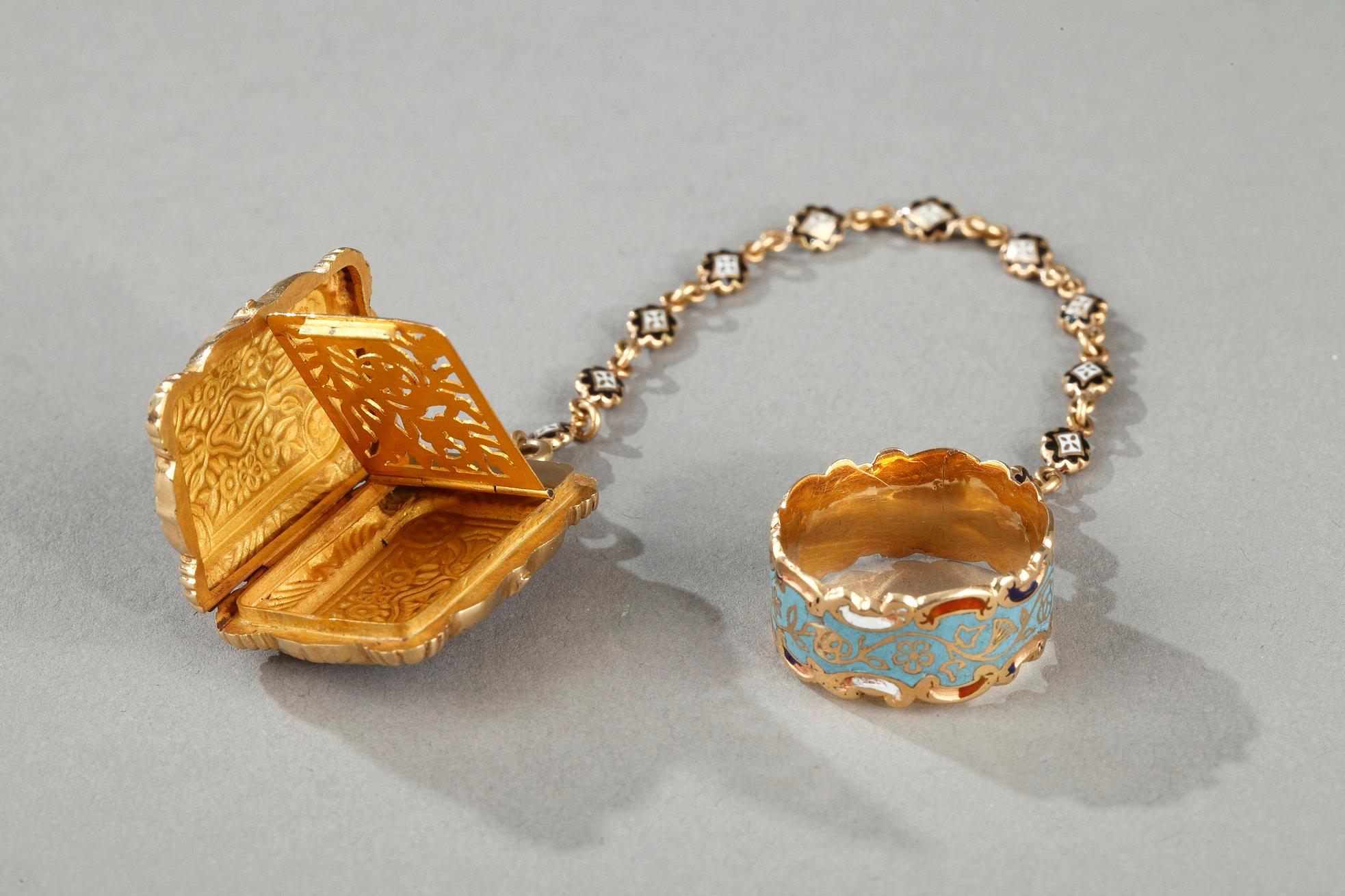 Mid-19th Century Gold Vinaigrette and Ring In Good Condition For Sale In Paris, FR