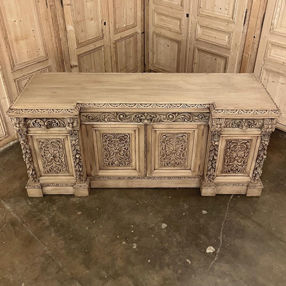 Mid-19th Century Grand French Renaissance Low Buffet in Stripped Oak 14