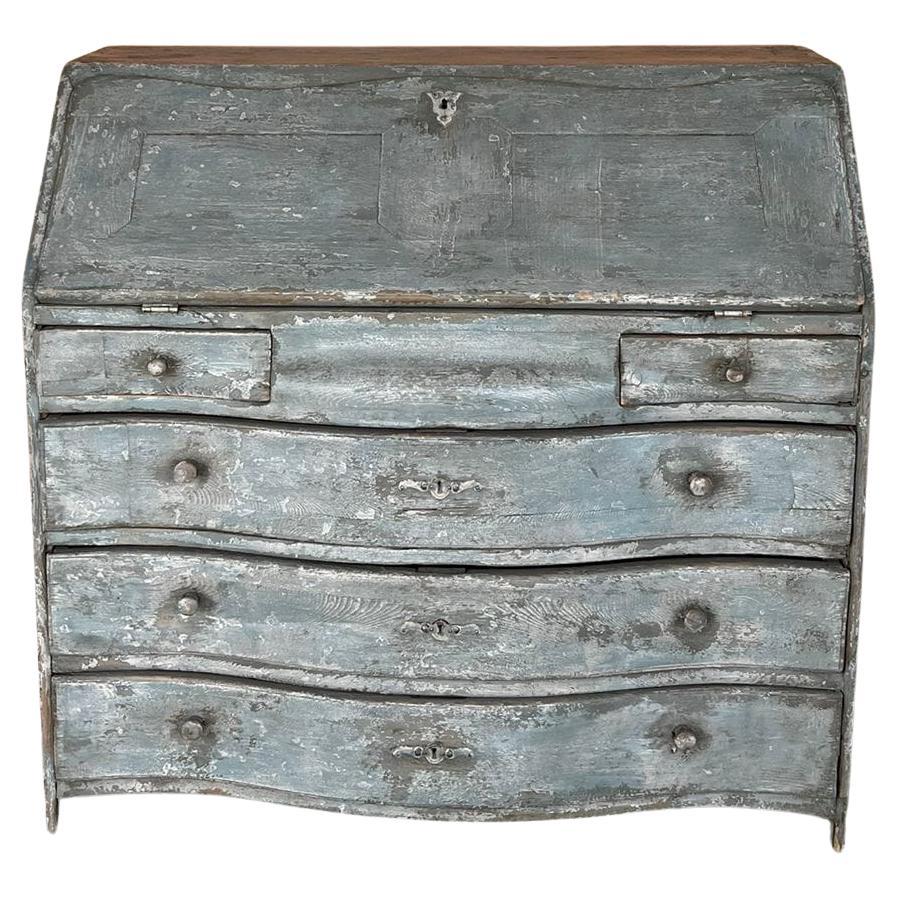 Mid-19th Century Gray Lacquered Flap Cabinet Shabby Effect For Sale