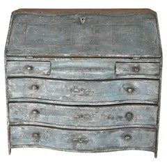 Mid-19th Century Gray Lacquered Flap Cabinet Shabby Effect