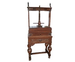 Mid-19th Century Hand-Carved Oak Book Press, 74cm Wide