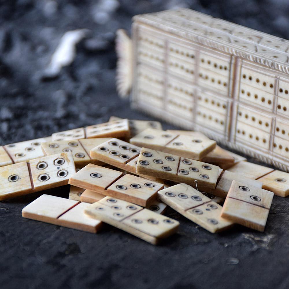 Hand-Carved Mid-19th Century Hand Carved Prisoner of War 'POW' Domino Set