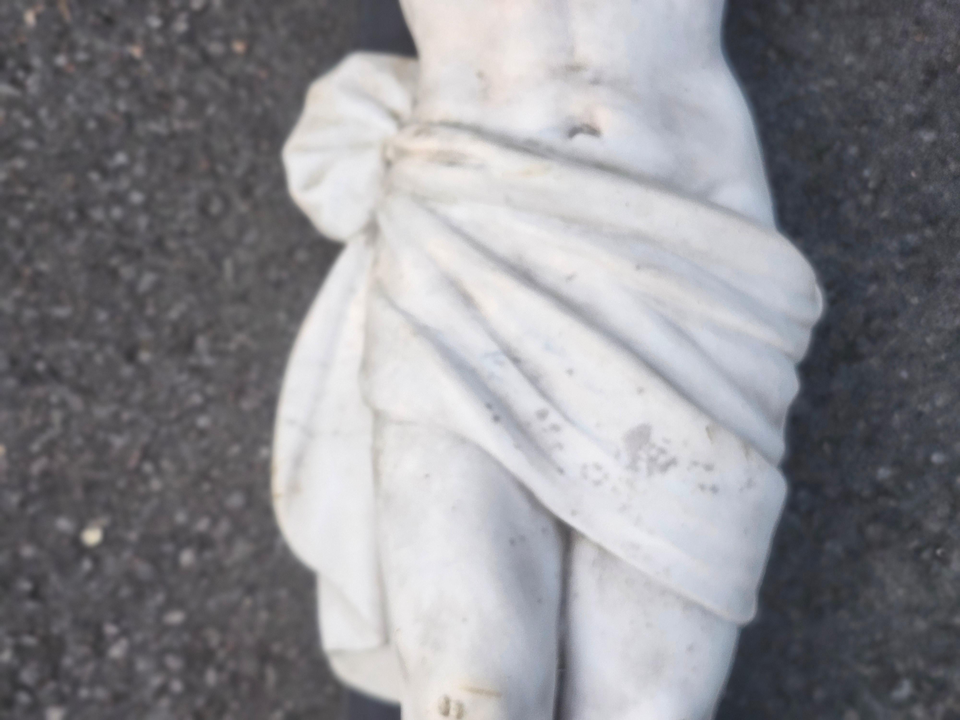 Mid 19th Century Hand Chiseled  Marble Jesus On The Cross Italy For Sale 2