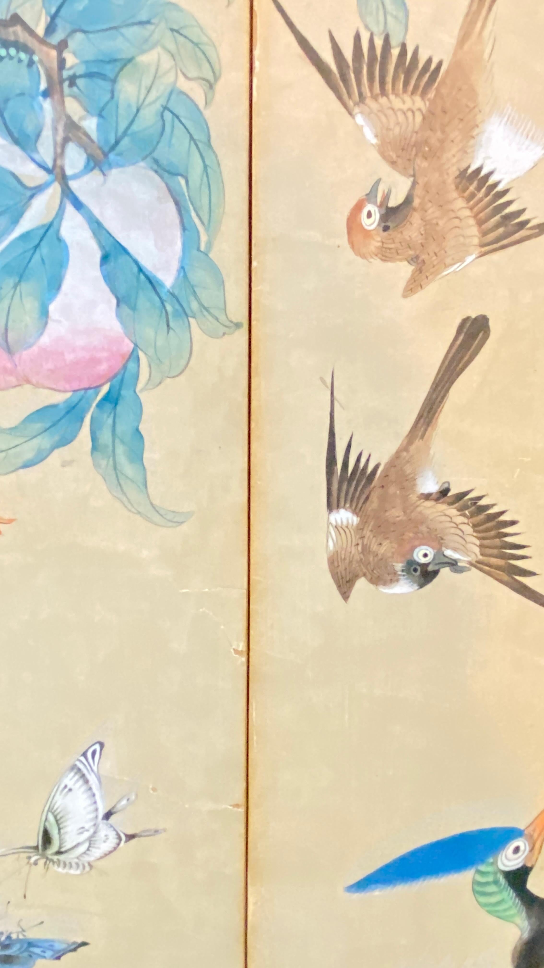 Panneaux de papier peint asiatique peints à la main au milieu du XIXe siècle en vente 5