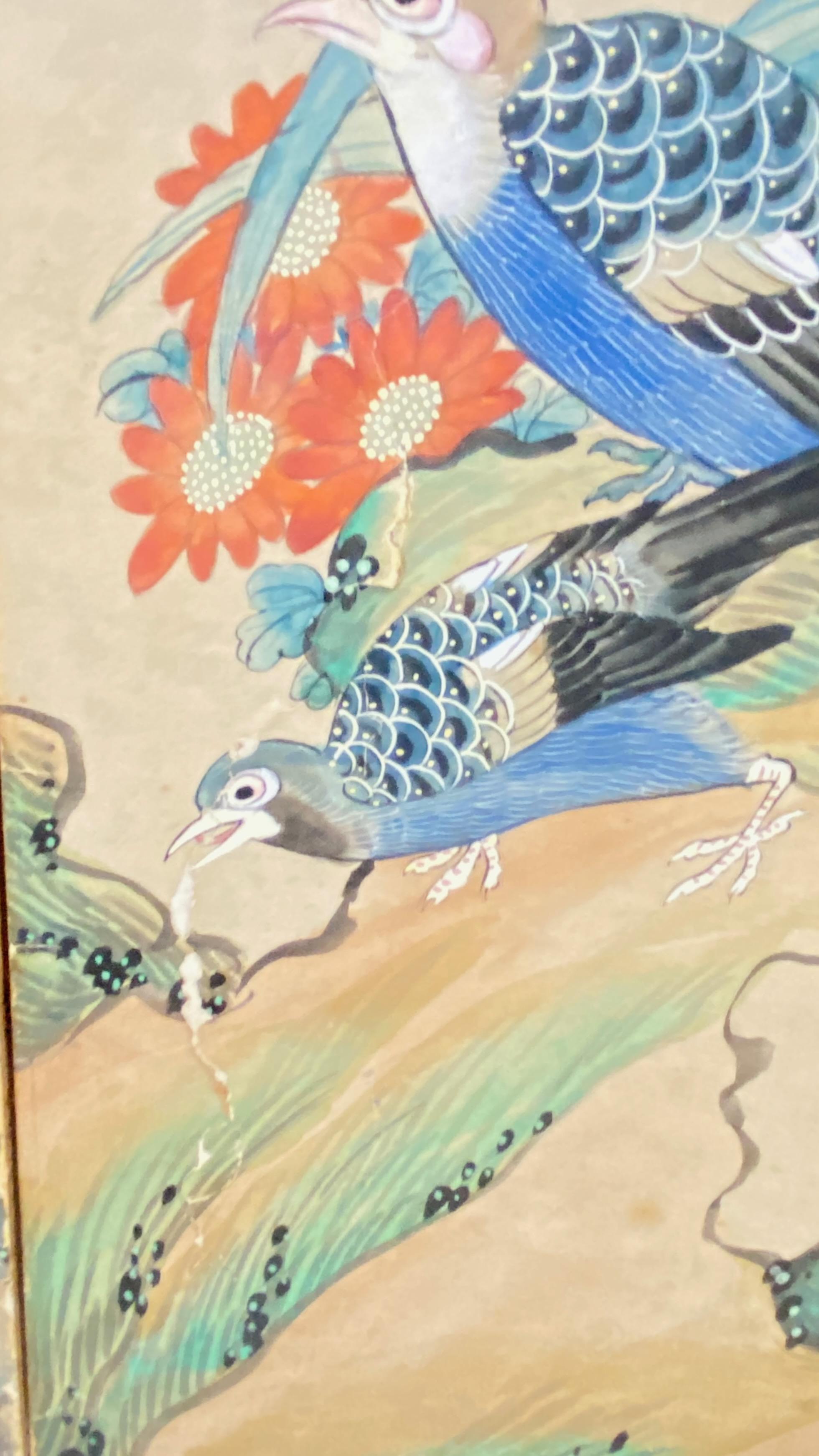 Panneaux de papier peint asiatique peints à la main au milieu du XIXe siècle en vente 6