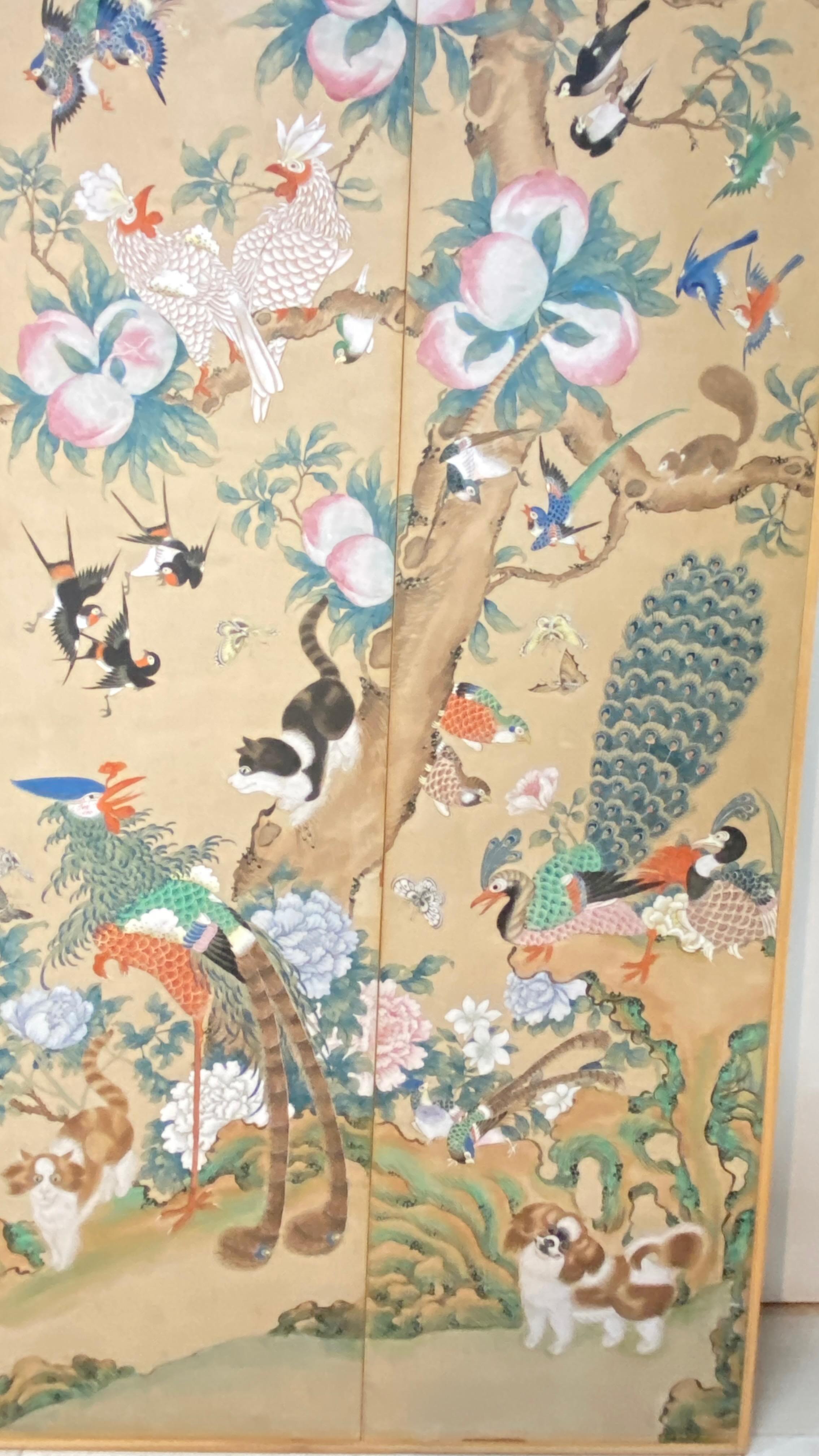 Panneaux de papier peint asiatique peints à la main au milieu du XIXe siècle en vente 7