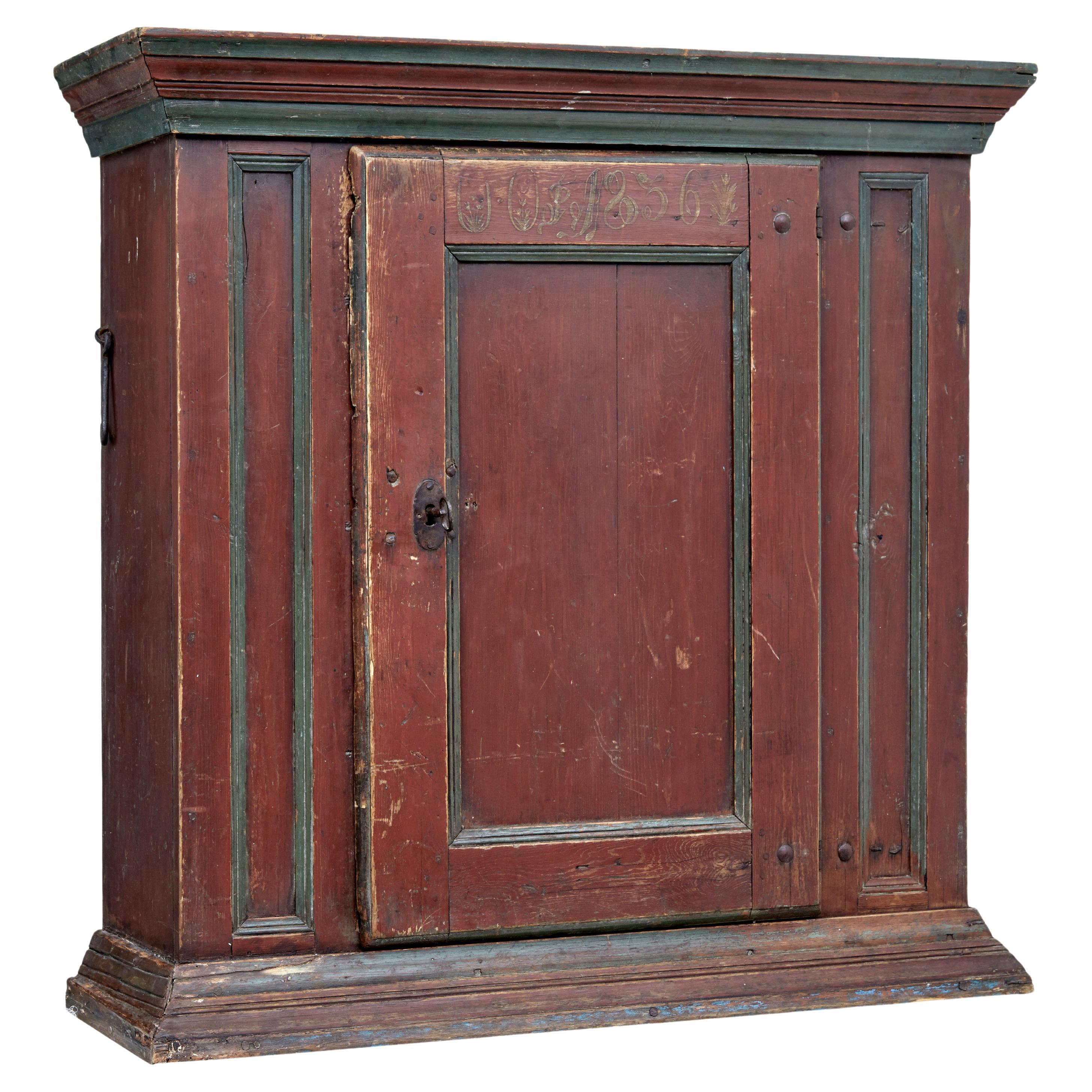 Mid-19th Century Hand Painted Folk Art Cupboard For Sale