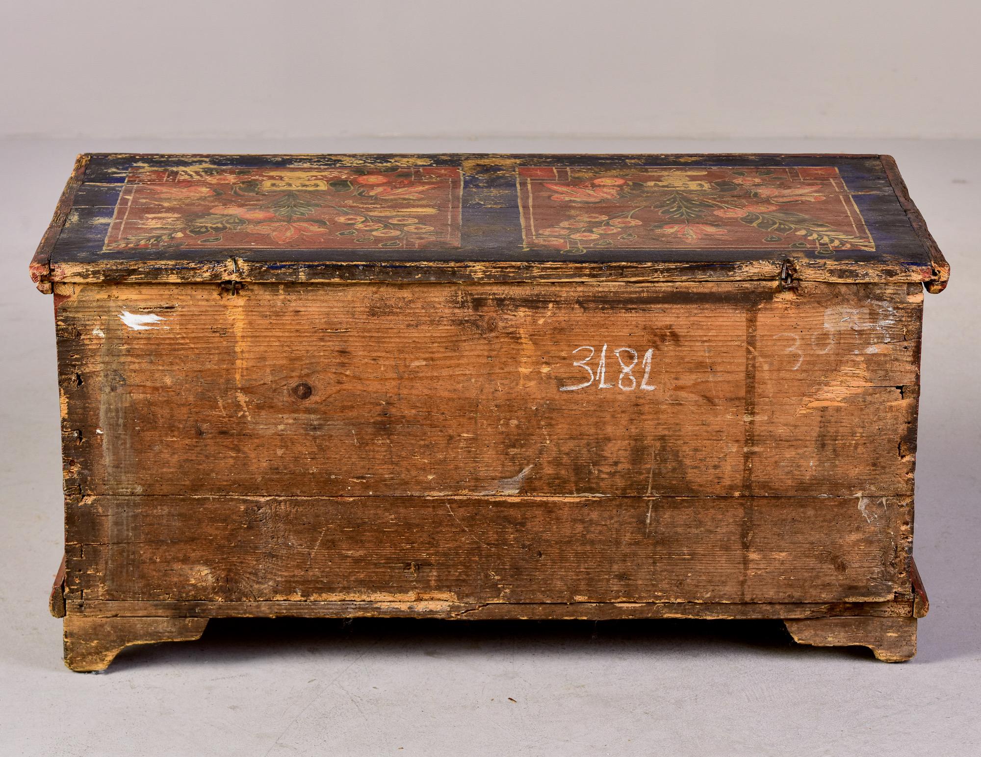 Mid 19th Century Hand Painted Romanian Painted Trunk 3