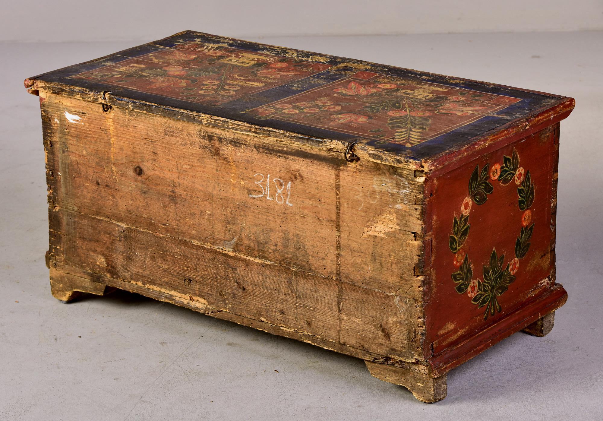 Mid 19th Century Hand Painted Romanian Painted Trunk 2