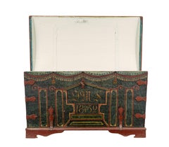 Mid 19th century hand painted Swedish oak coffer