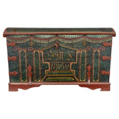 Mid 19th century hand painted Swedish oak coffer
