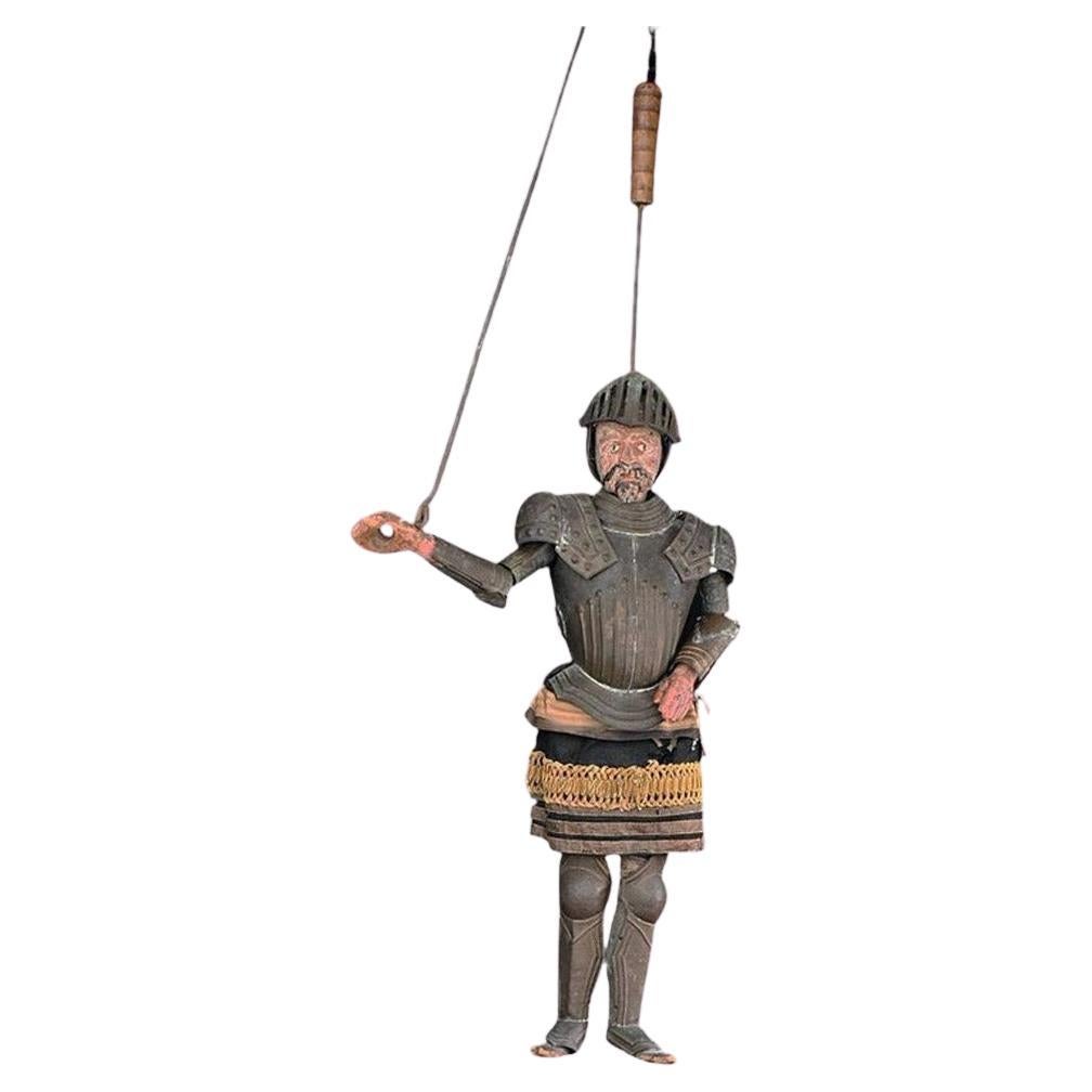 Mid-19th Century Handcrafted Sicilian Marionette Knight  For Sale