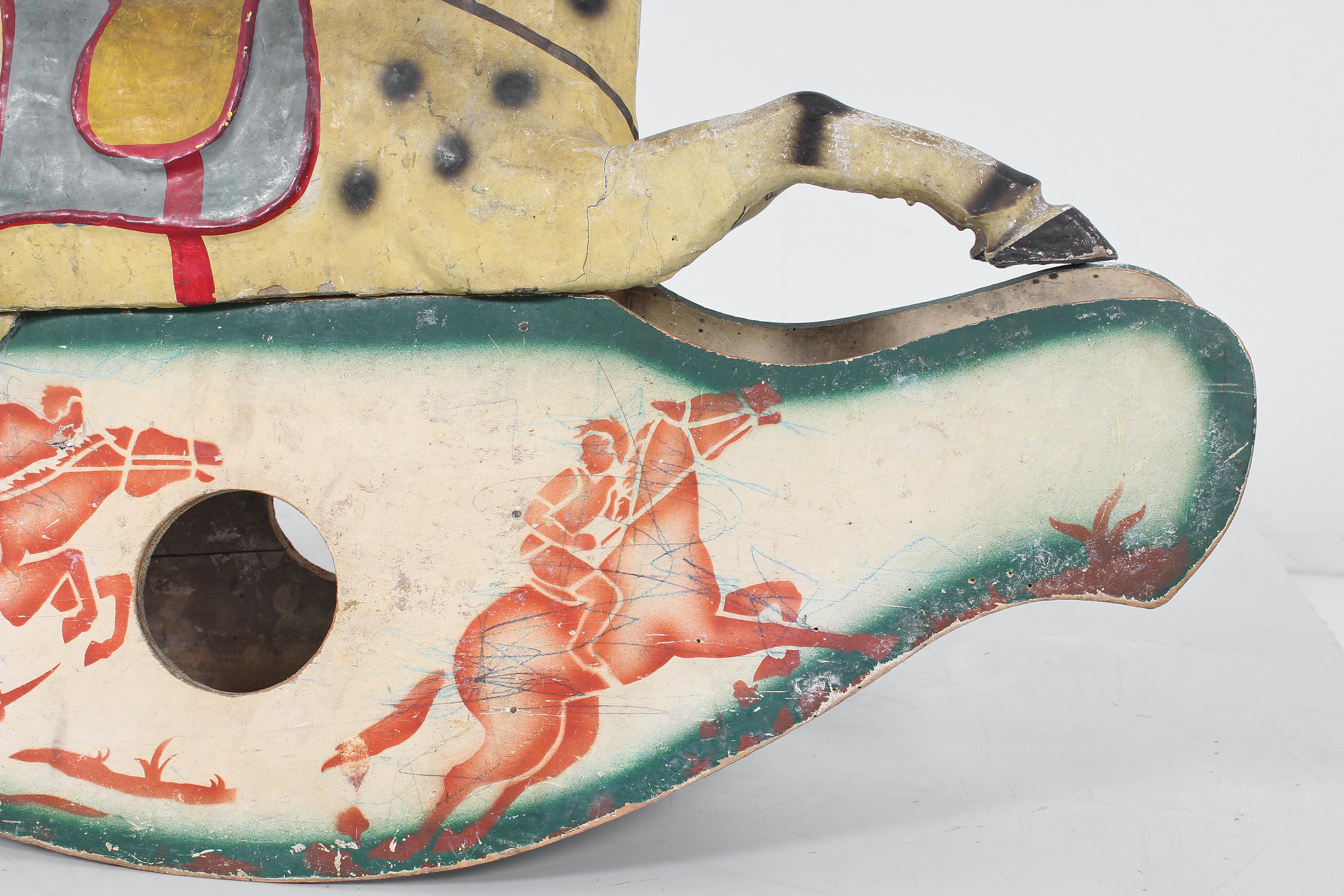 Mid-19th Century Handmade Rocking Horse Papier-Mâché Metal and Wood Italy 1840s For Sale 8