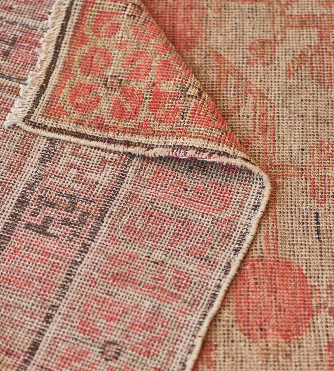 East Turkestani Late-19th Century Handwoven Wool Vintage Khotan Rug For Sale