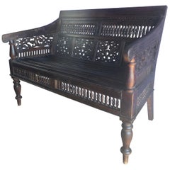 Mid-19th Century Hardwood Victorian Moorish Style Bench
