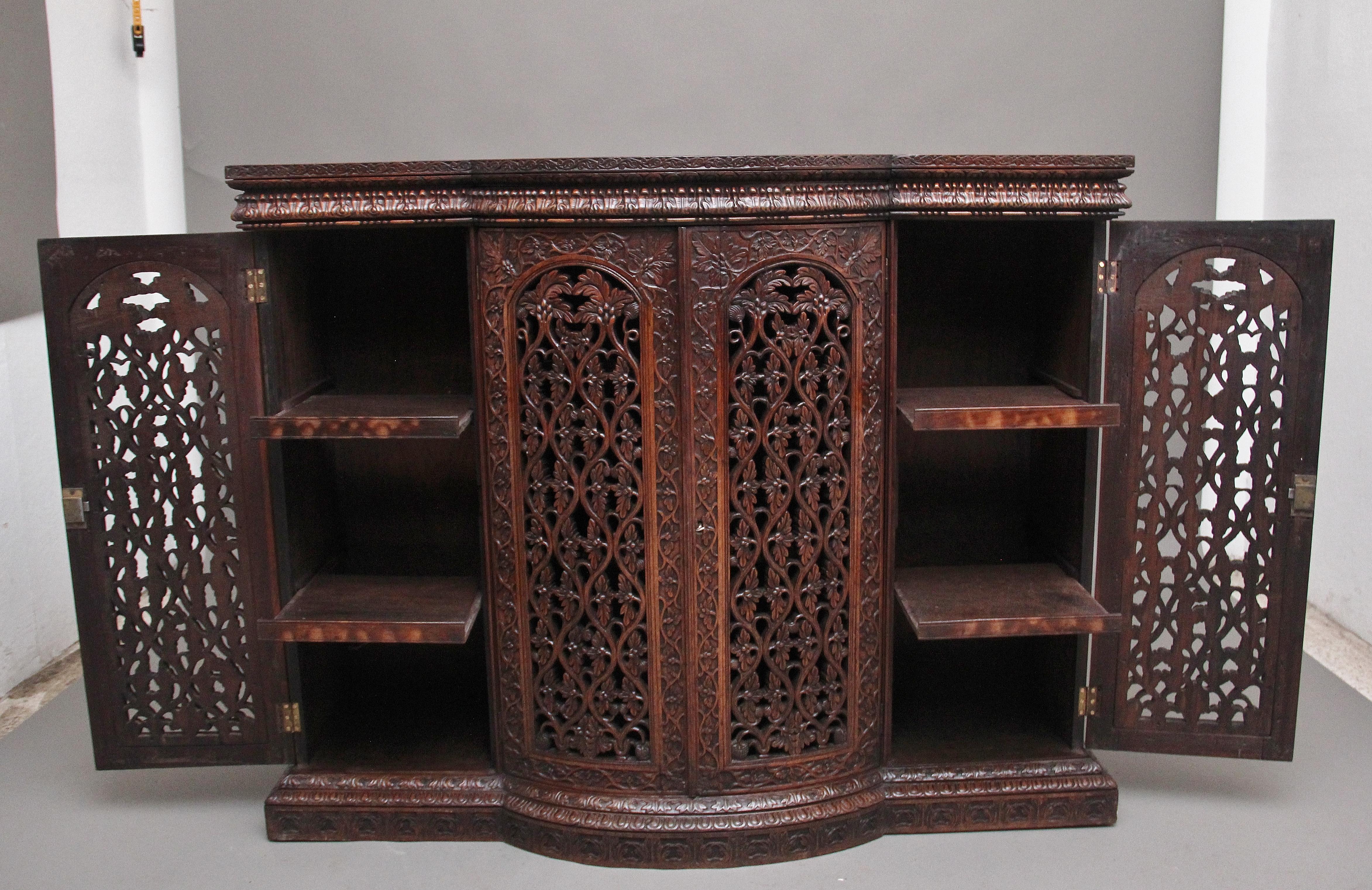 British Mid-19th Century Highly Carved Anglo-Indian Cabinet