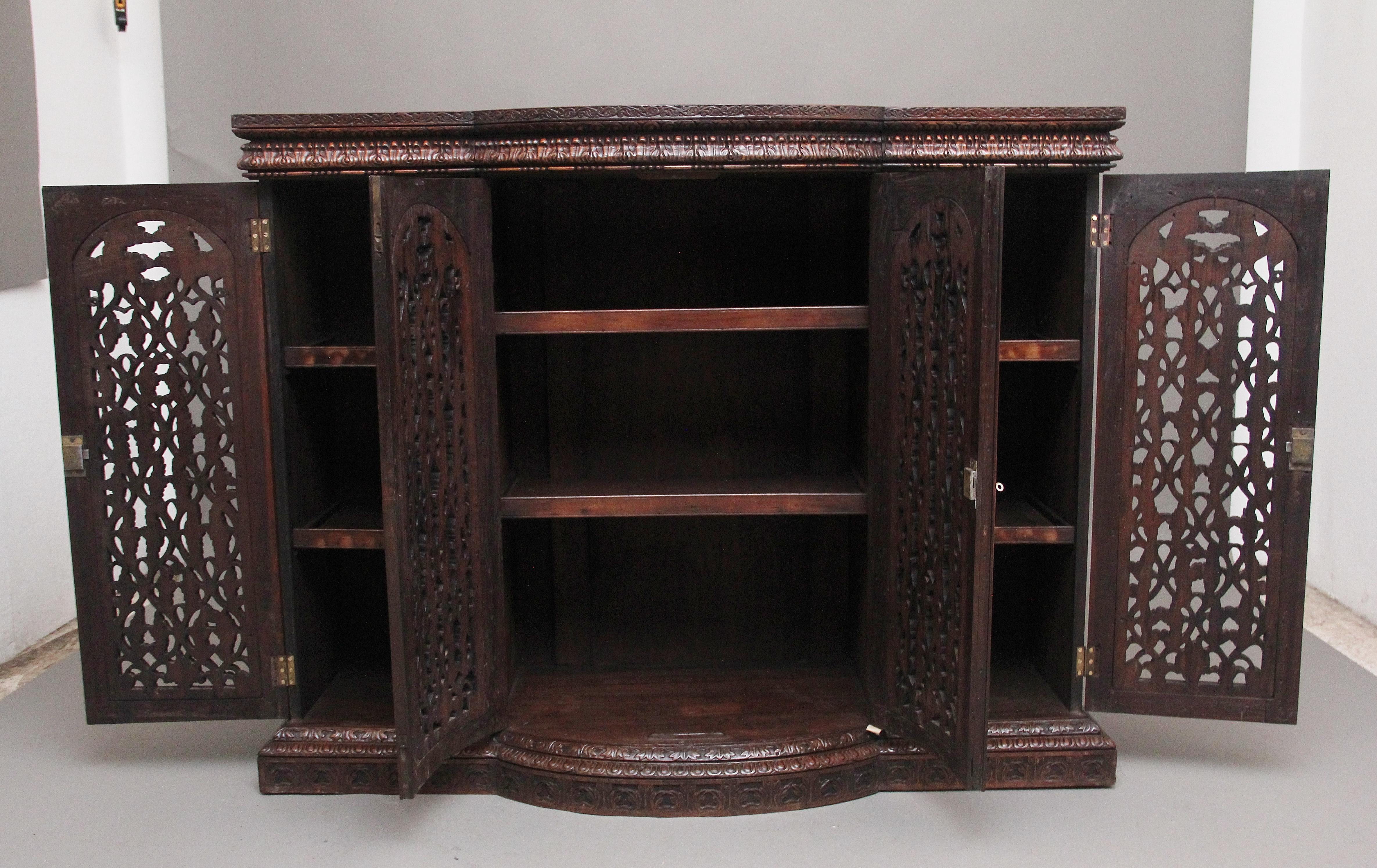 Mid-19th Century Highly Carved Anglo-Indian Cabinet In Good Condition In Martlesham, GB